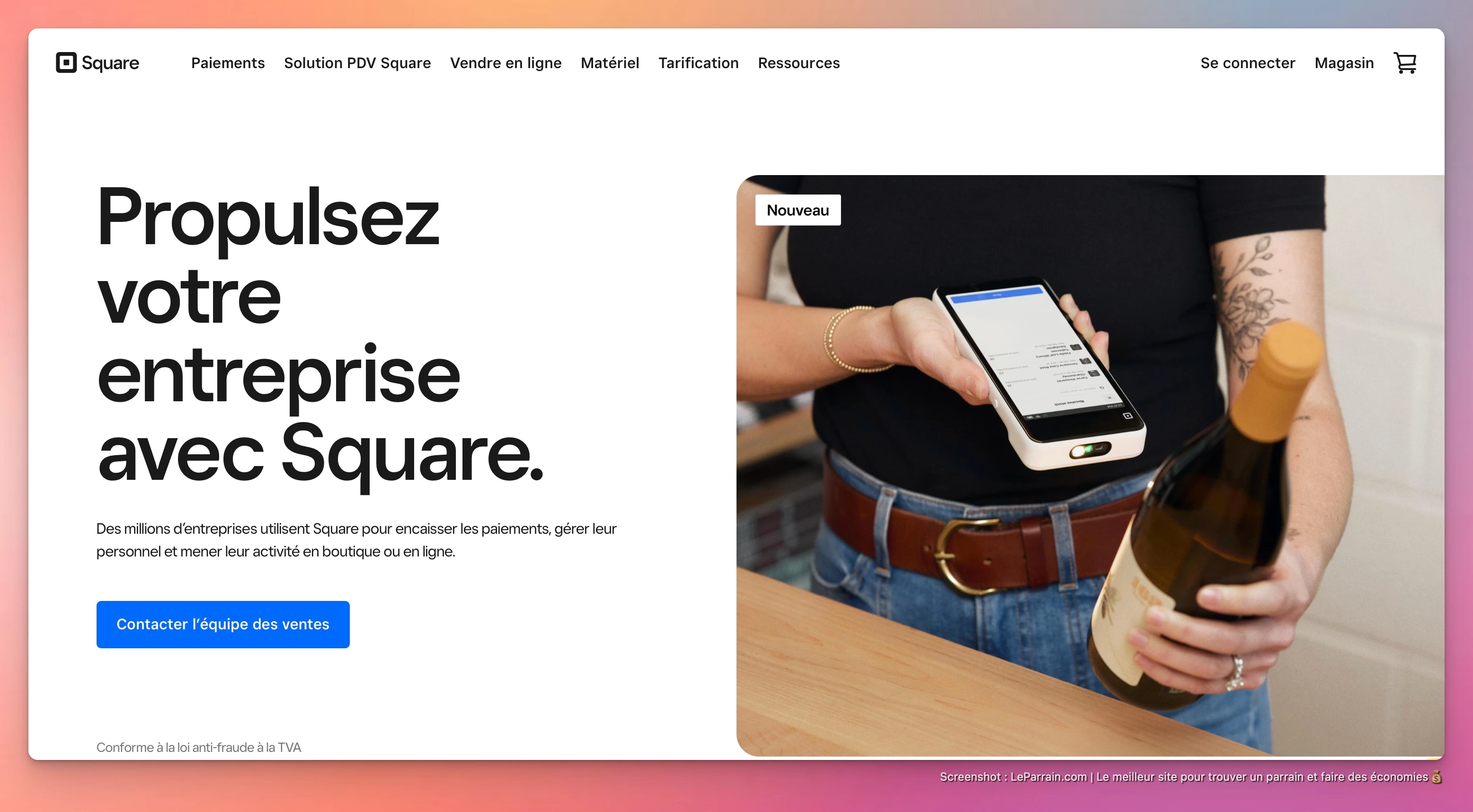 Capture d'écran 3 du programme de parrainage Square