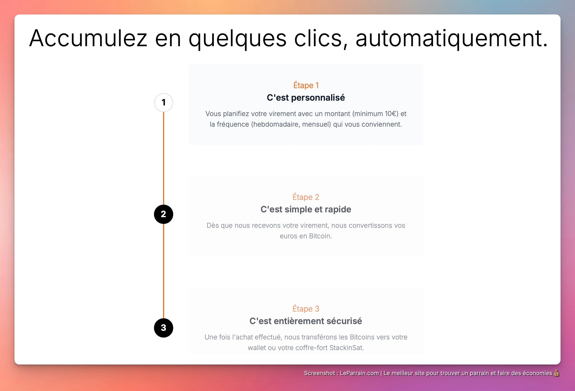 Capture d'écran 1 du programme de parrainage Stackinsat