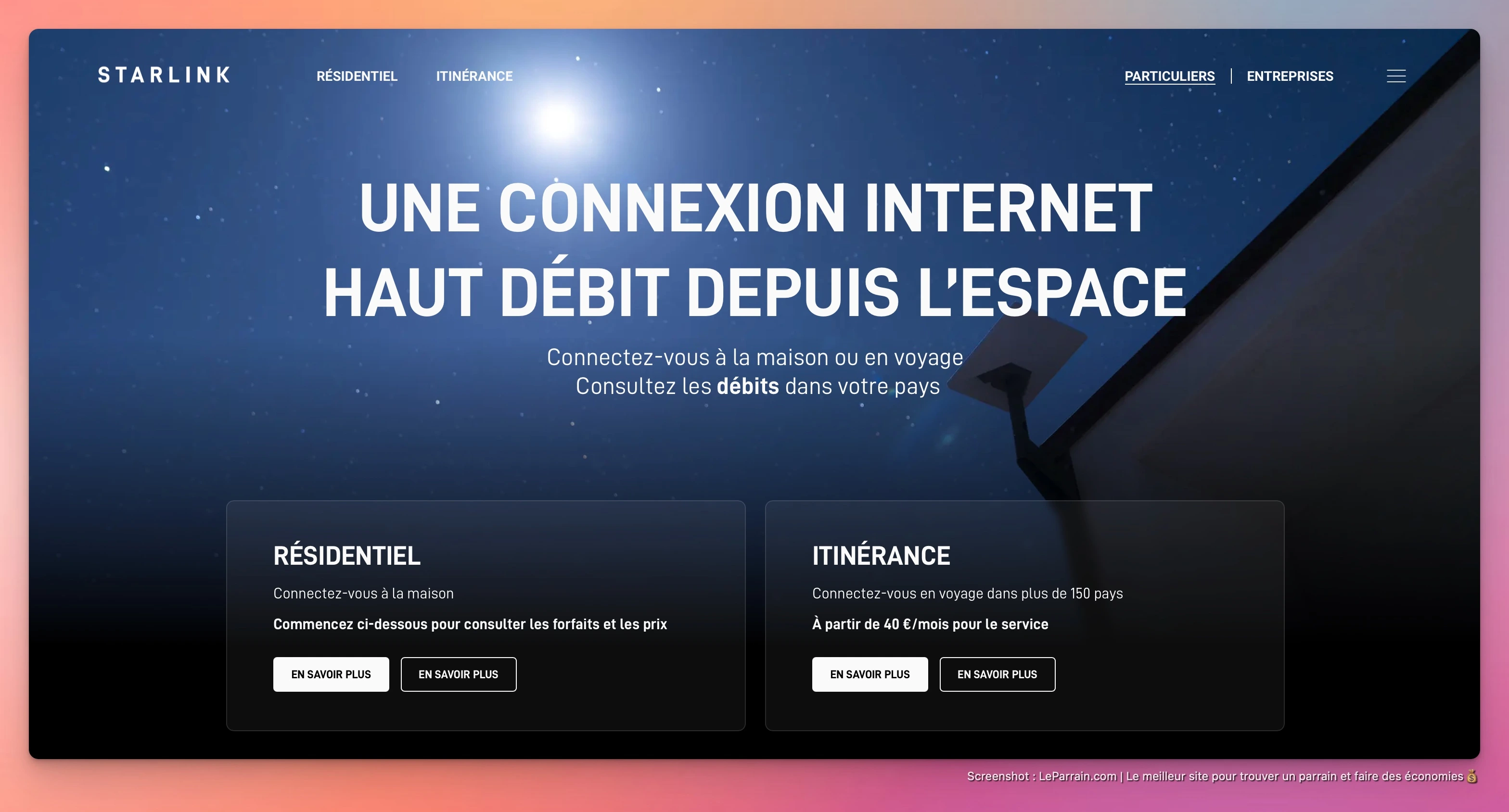 Capture d'écran 4 du programme de parrainage Starlink