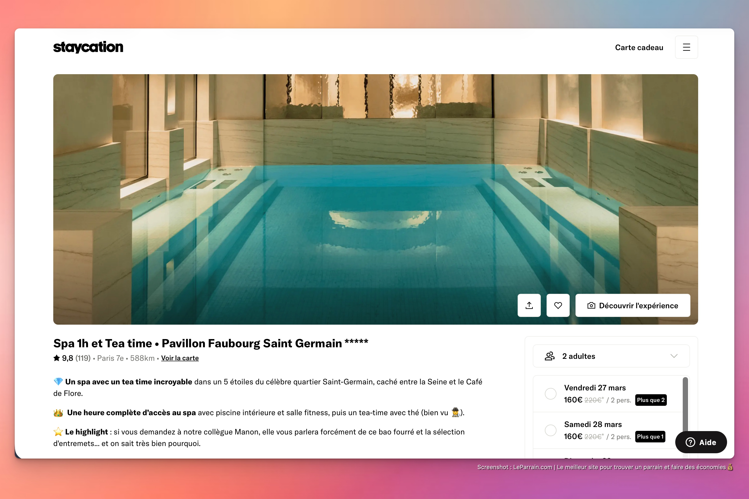 Capture d'écran 3 du programme de parrainage Staycation
