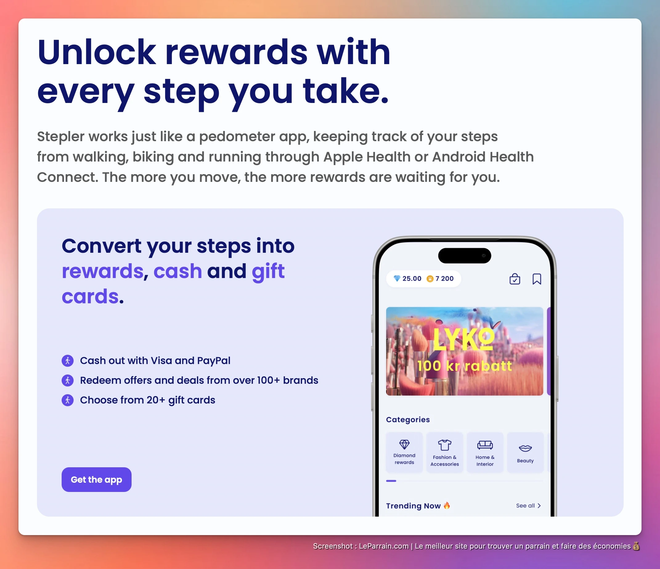 Capture d'écran 2 du programme de parrainage Stepler