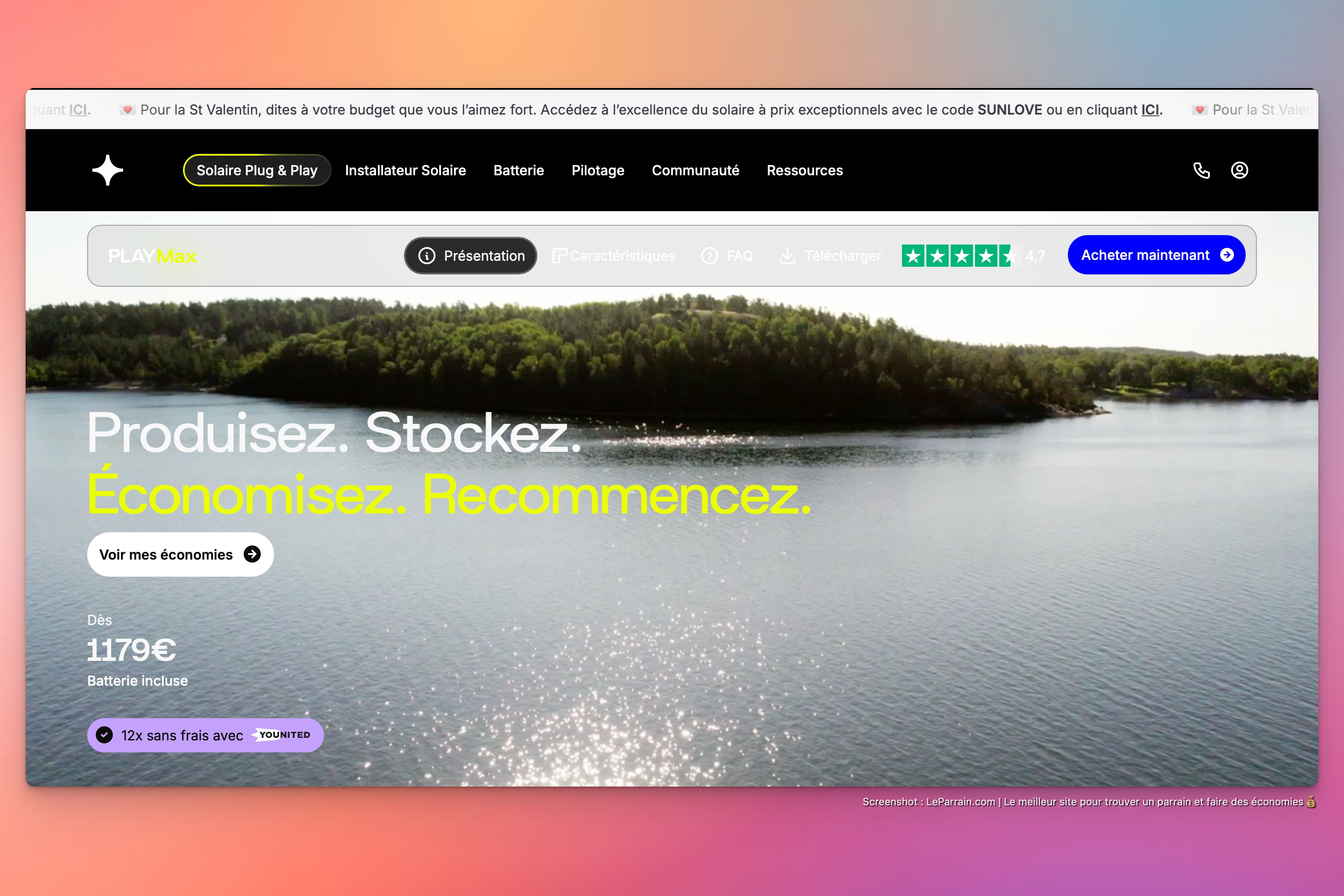 Capture d'écran 3 du programme de parrainage Sunology