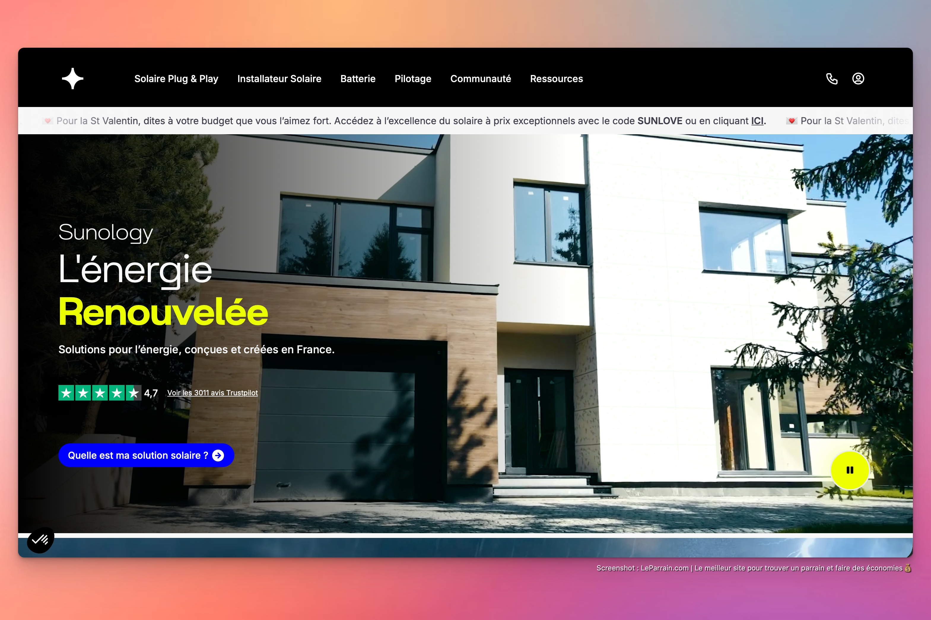 Capture d'écran 6 du programme de parrainage Sunology