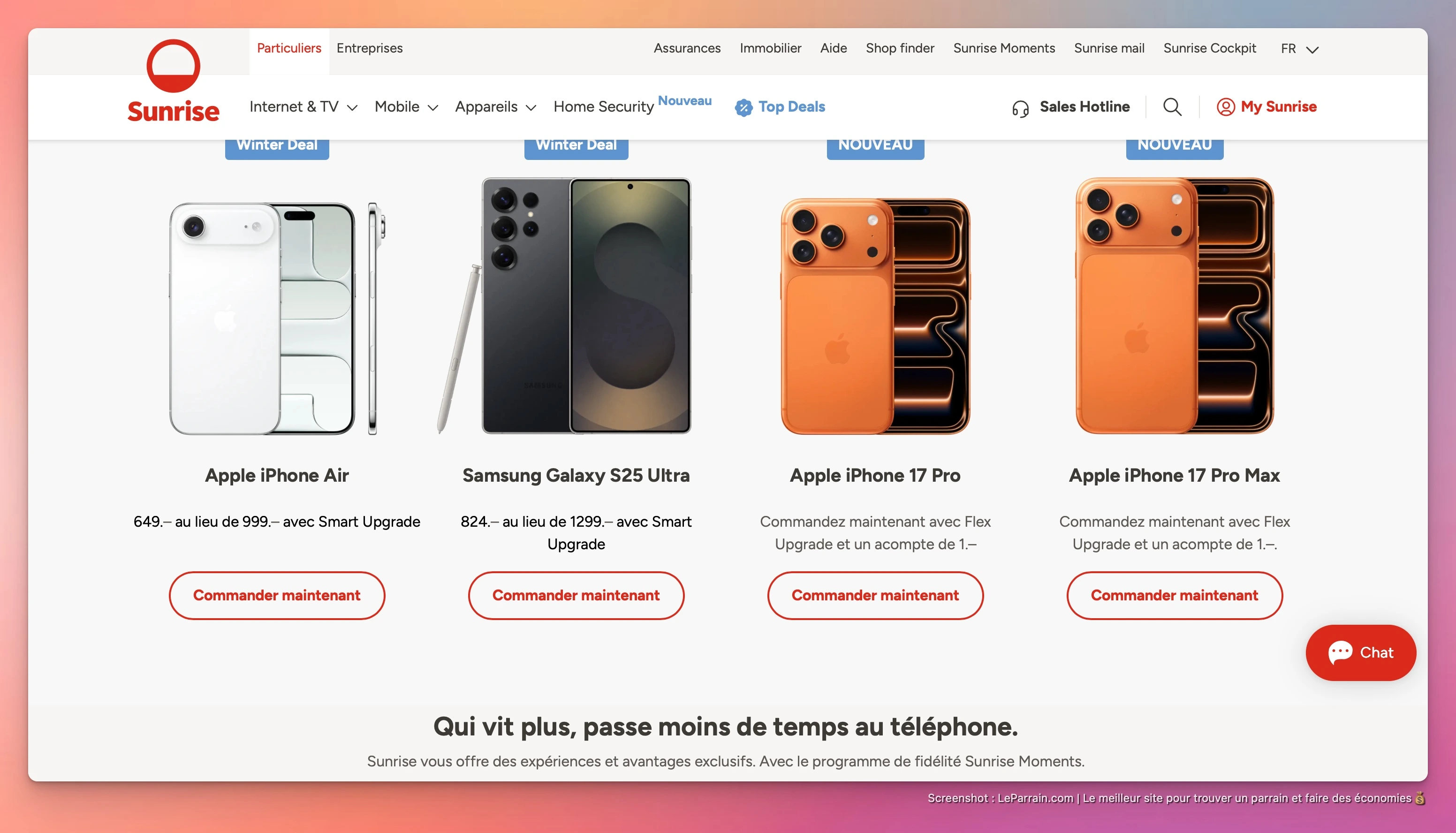 Capture d'écran 1 du programme de parrainage Sunrise