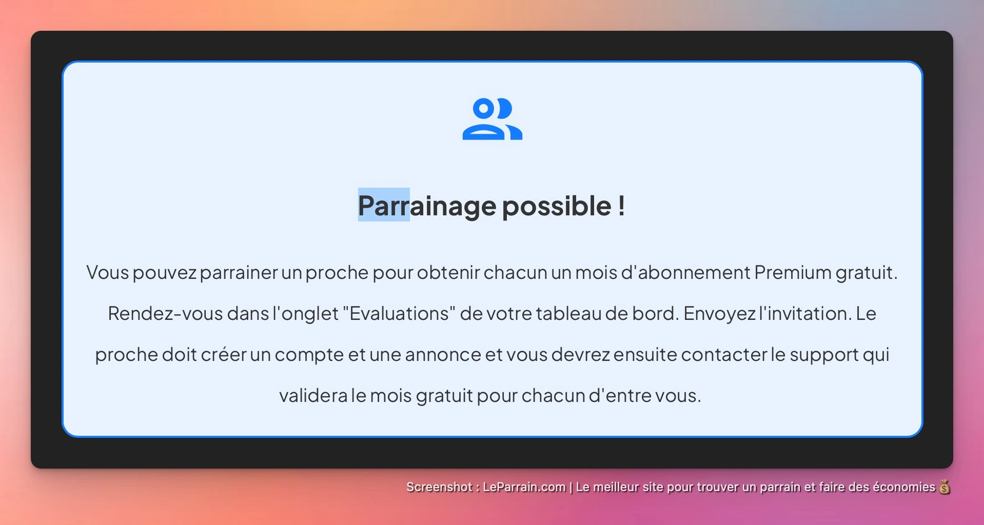 Capture d'écran 2 du programme de parrainage SuperProf