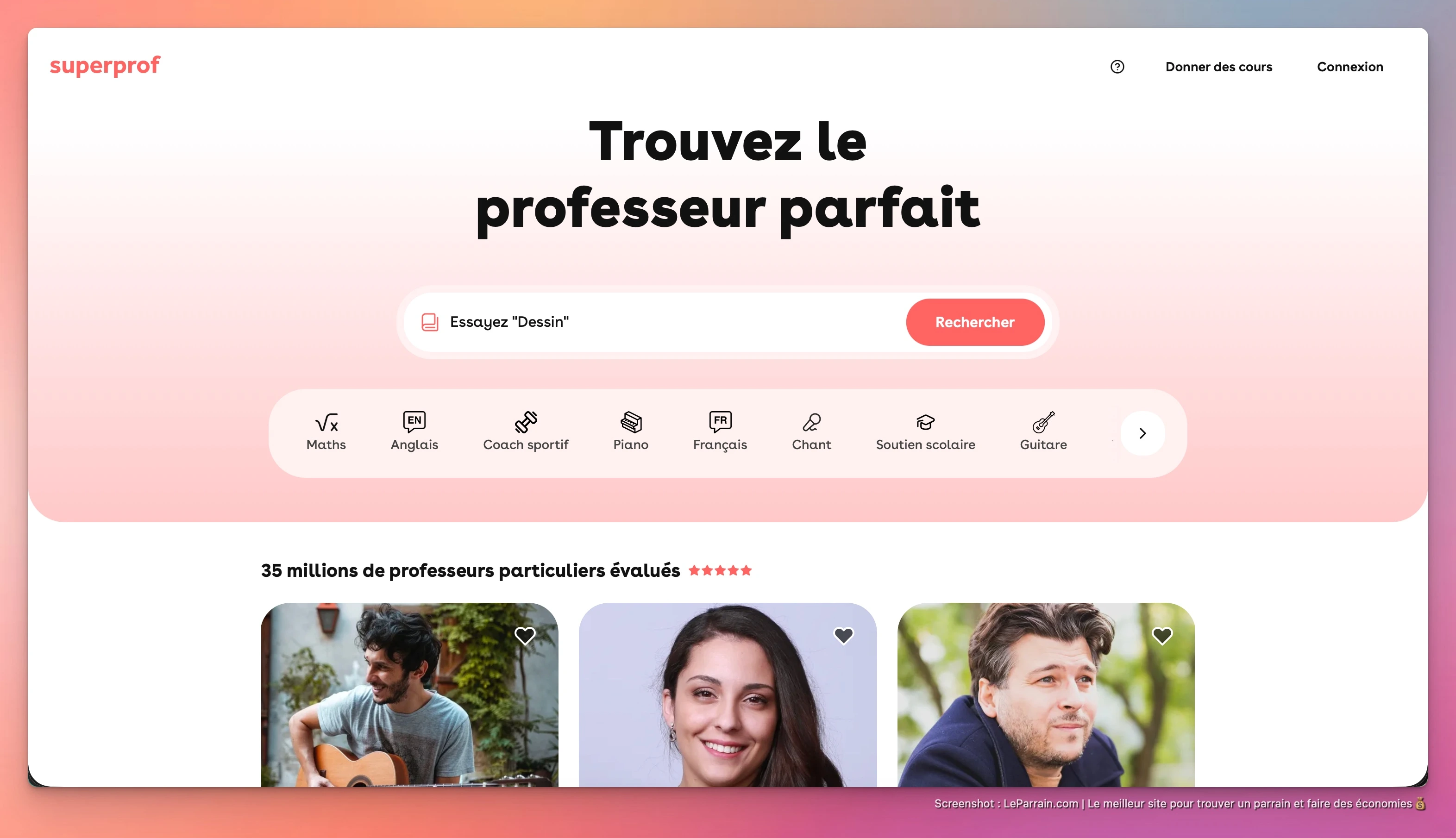 Capture d'écran 4 du programme de parrainage SuperProf