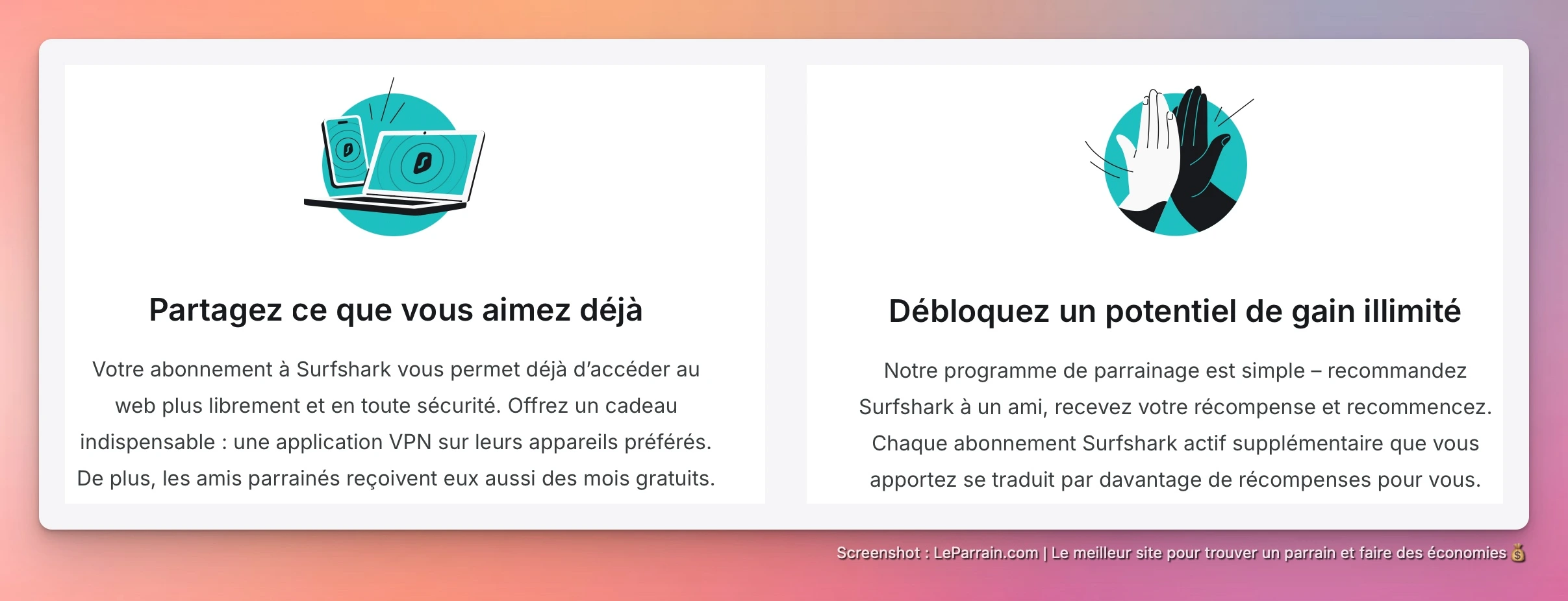Capture d'écran 3 du programme de parrainage Surfshark