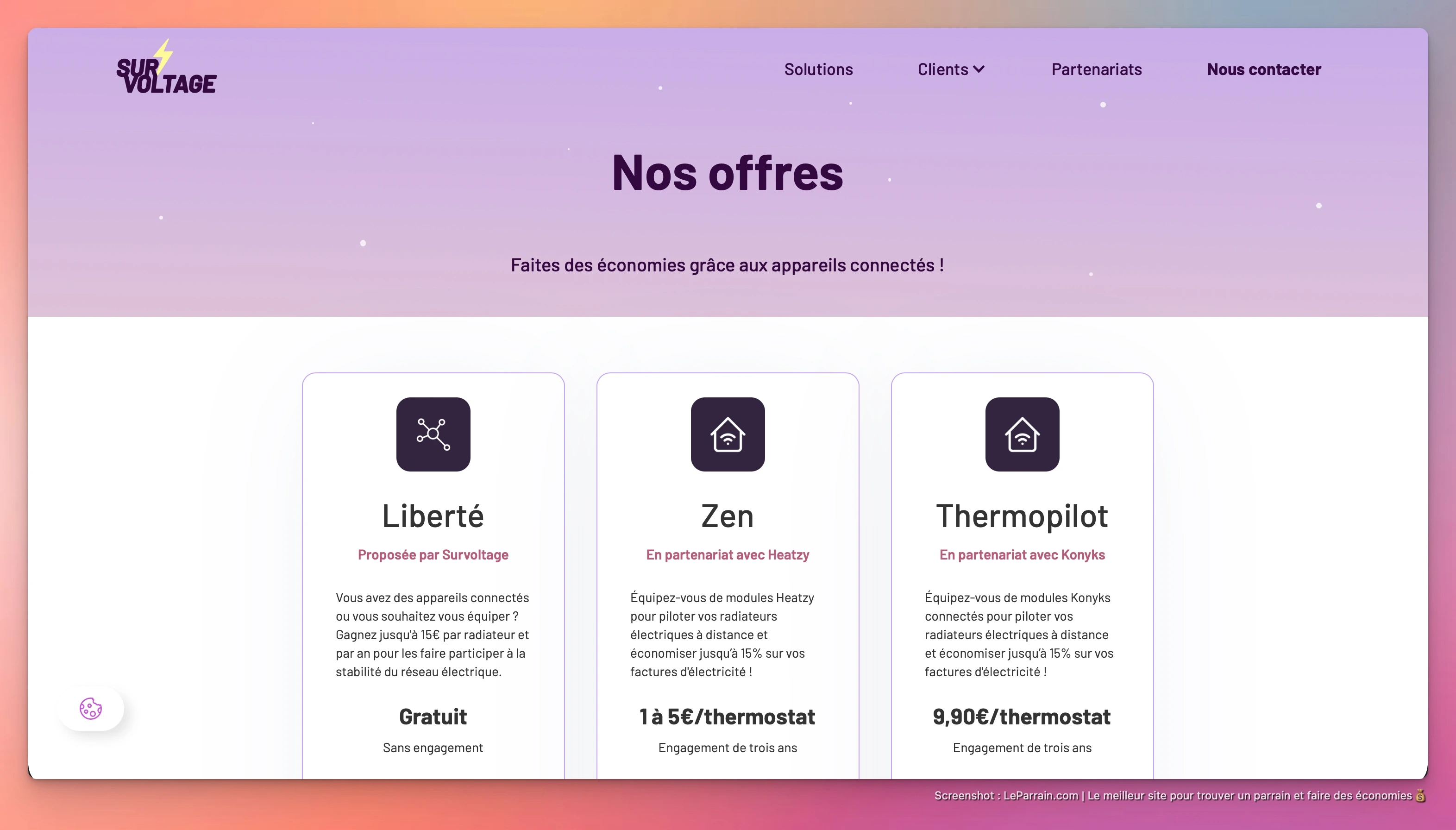 Capture d'écran 2 du programme de parrainage Survoltage