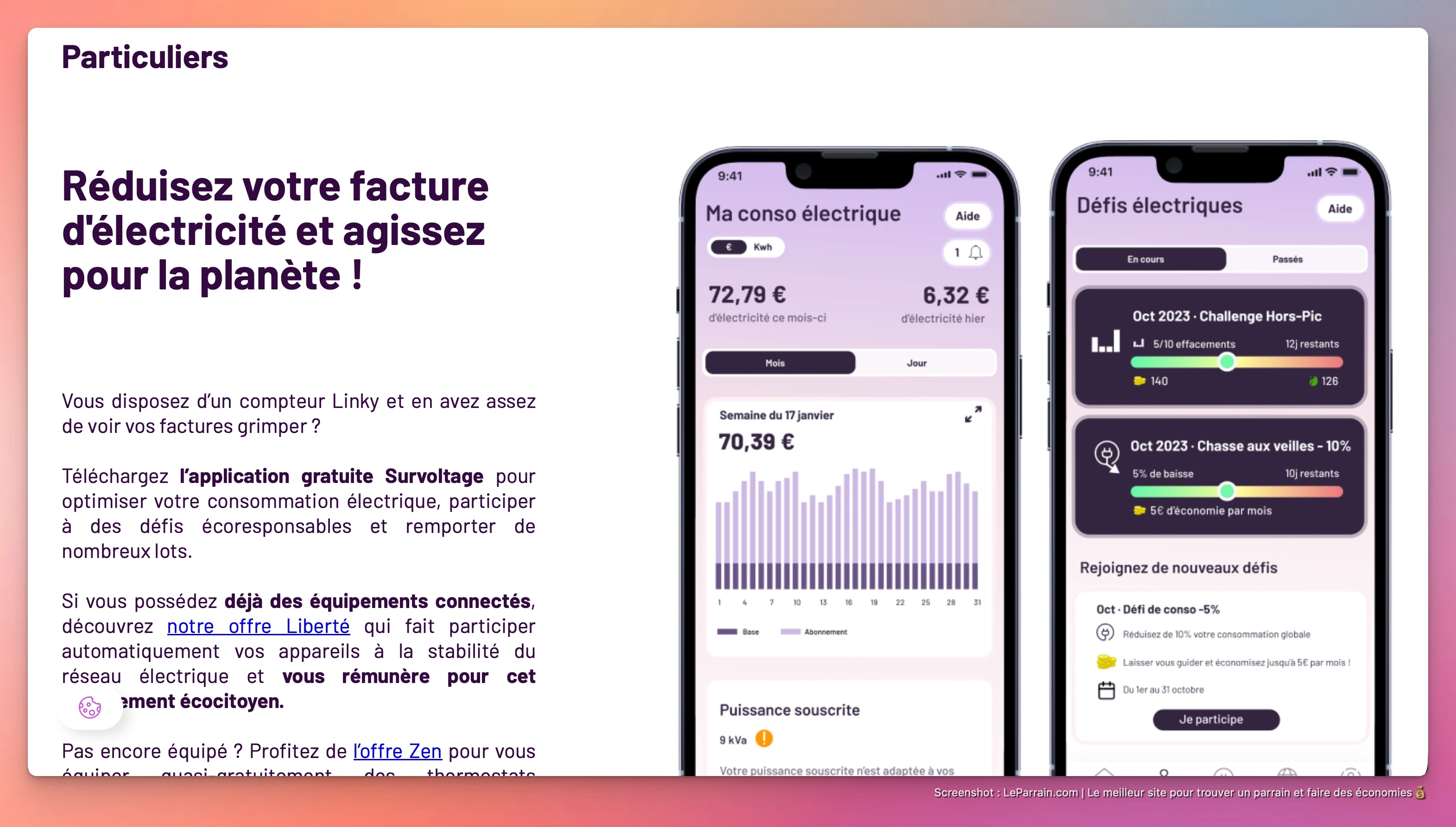Capture d'écran 3 du programme de parrainage Survoltage