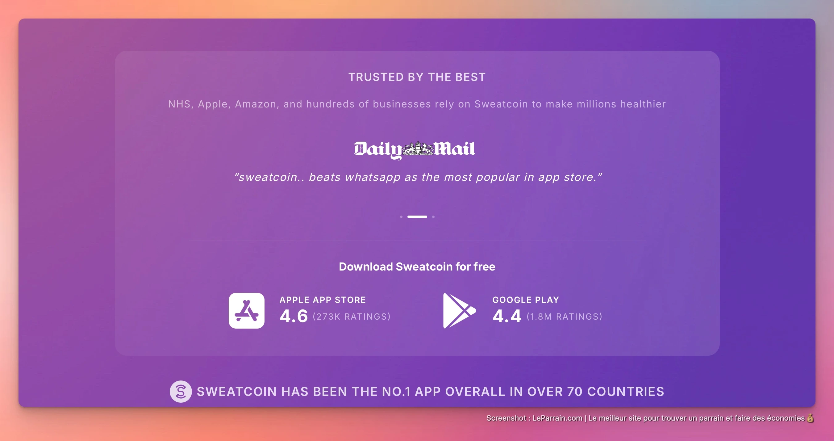 Capture d'écran 4 du programme de parrainage SweatCoins