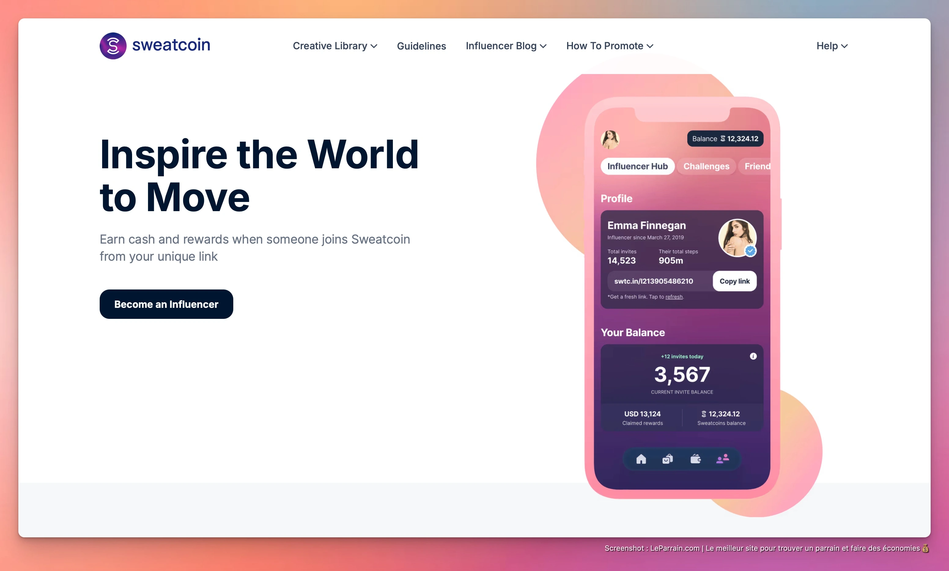 Capture d'écran 5 du programme de parrainage SweatCoins