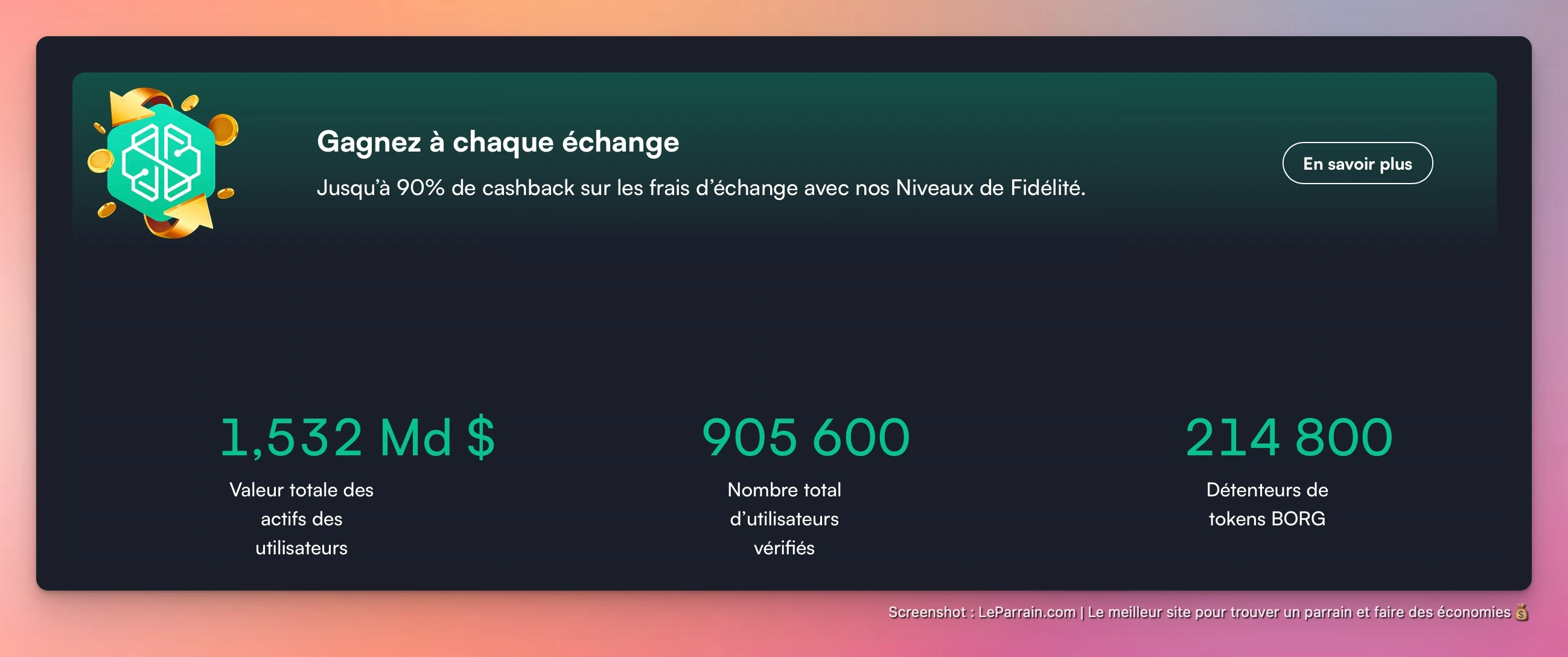 Capture d'écran 1 du programme de parrainage SwissBorg