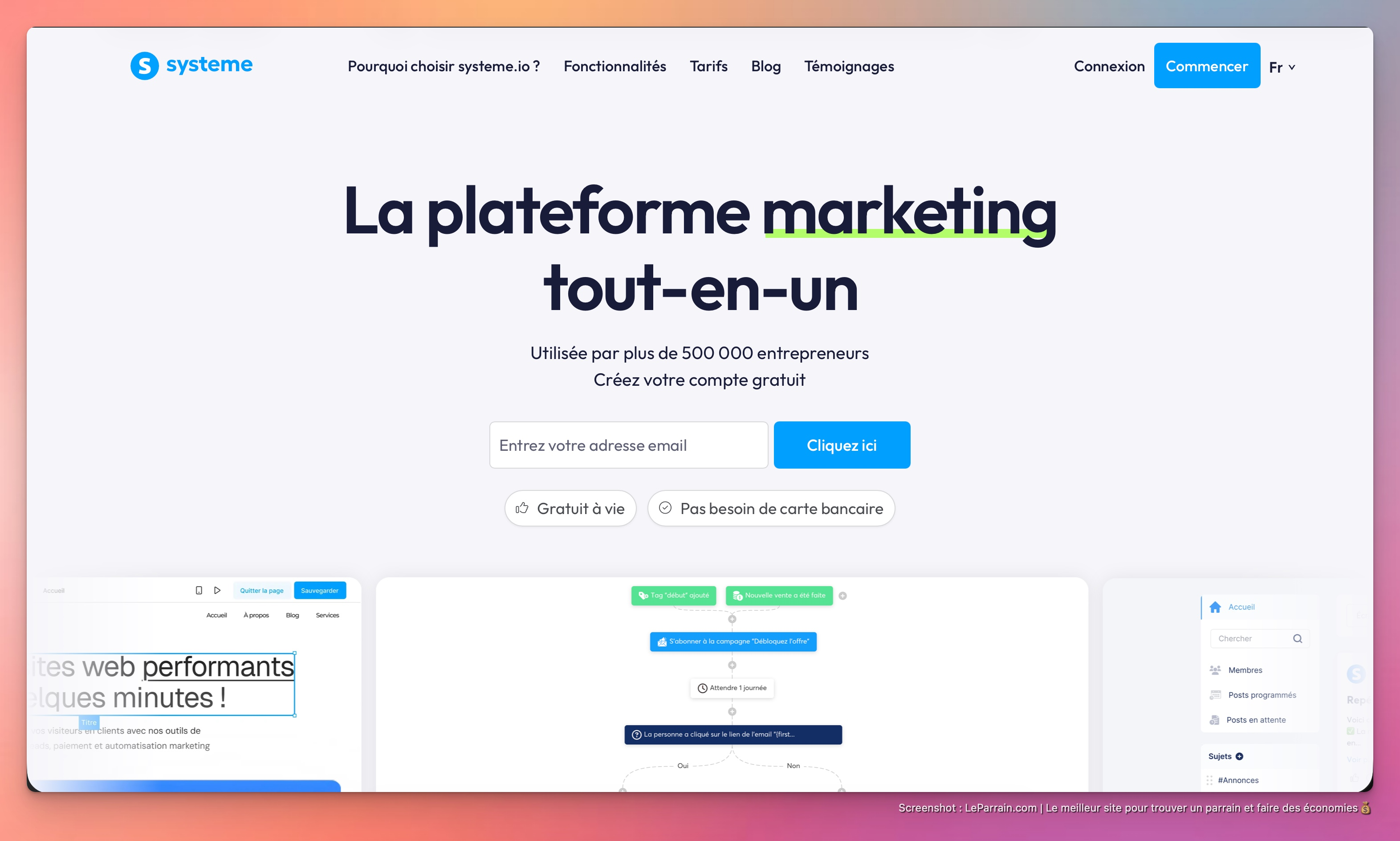 Capture d'écran 2 du programme de parrainage Systeme.io