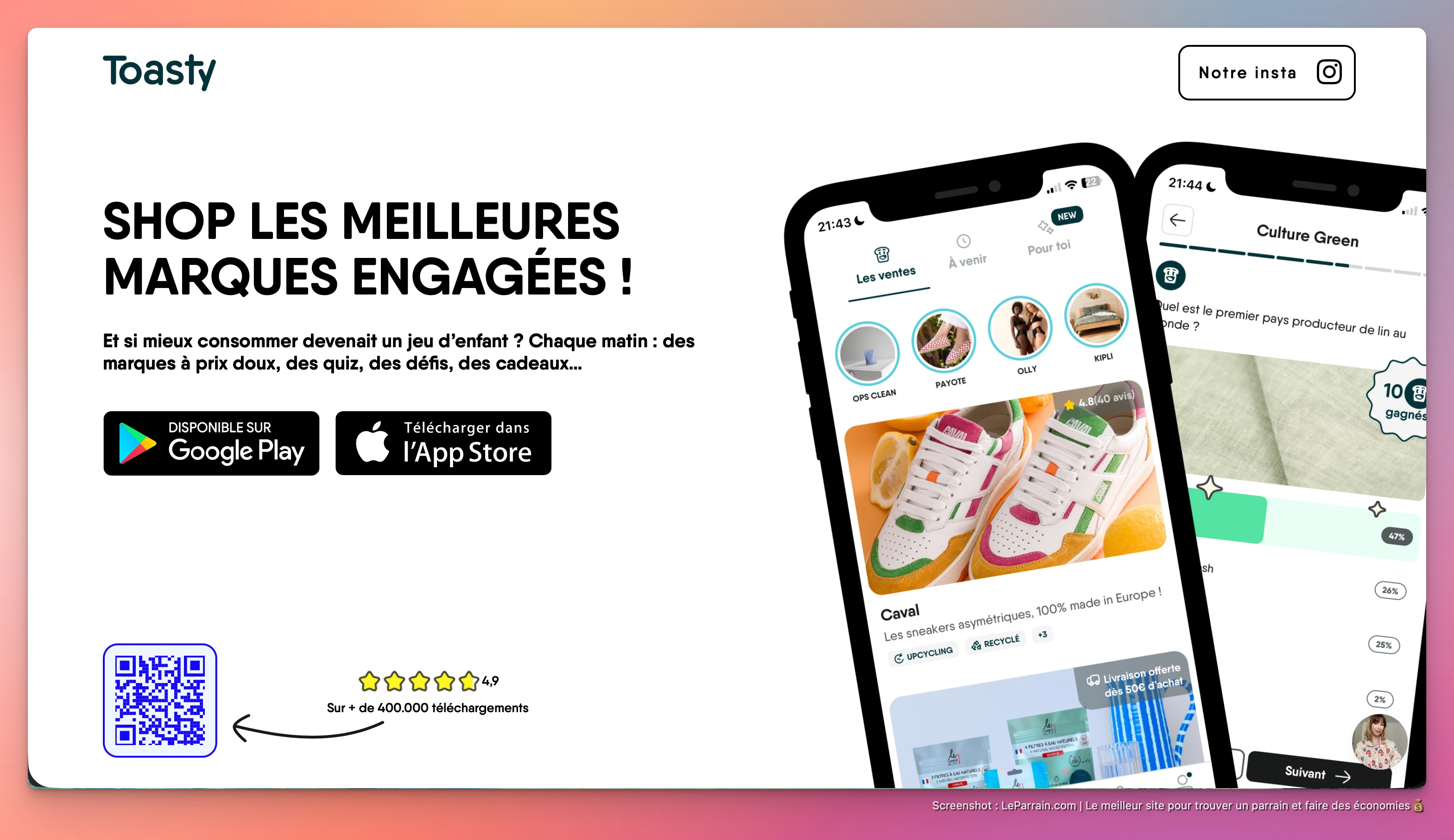 Capture d'écran 1 du programme de parrainage Toasty