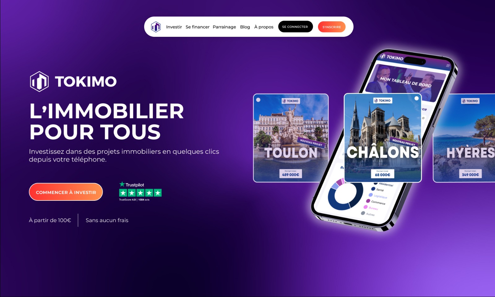 Capture d'écran de TOKIMO, L'immobilier pour tous