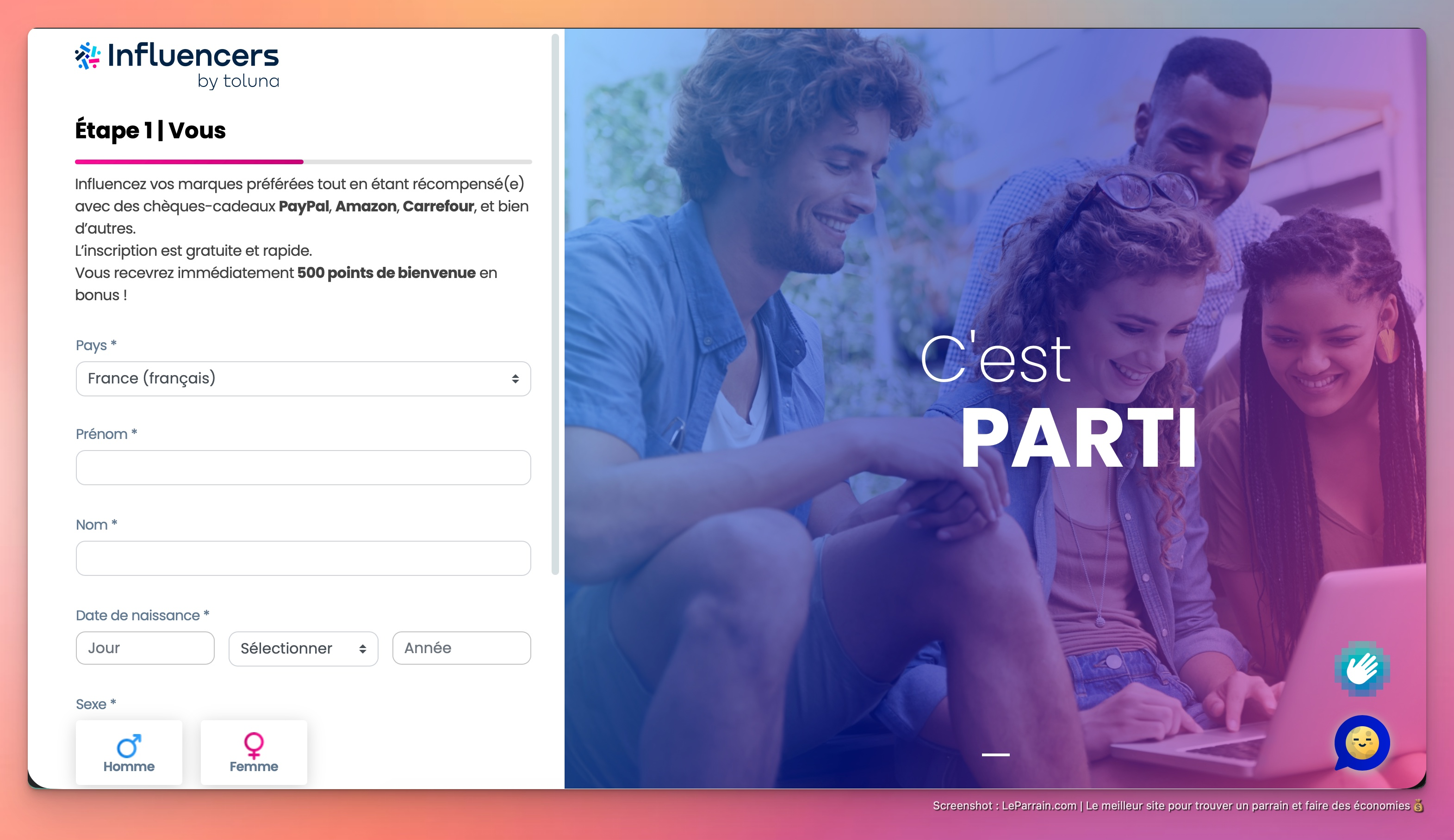 Capture d'écran 2 du programme de parrainage Toluna