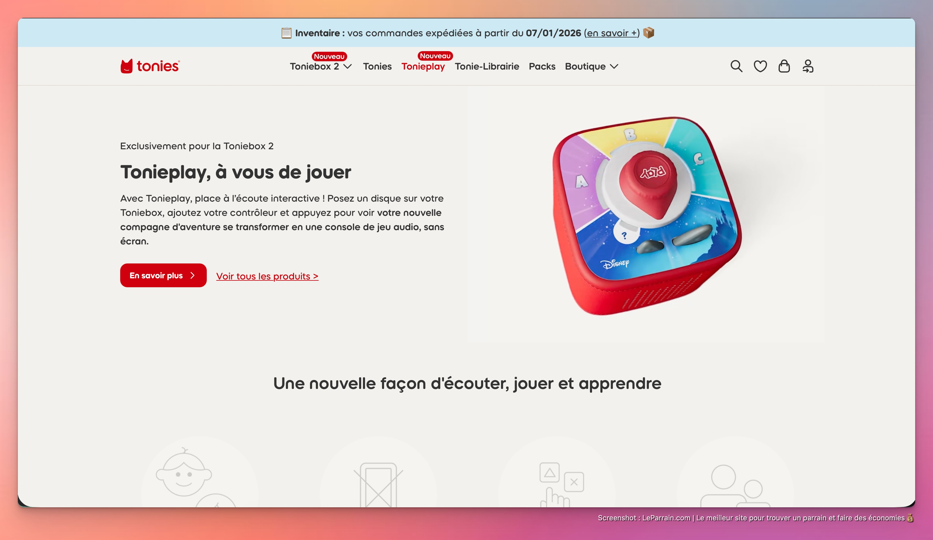 Capture d'écran 1 du programme de parrainage Tonies