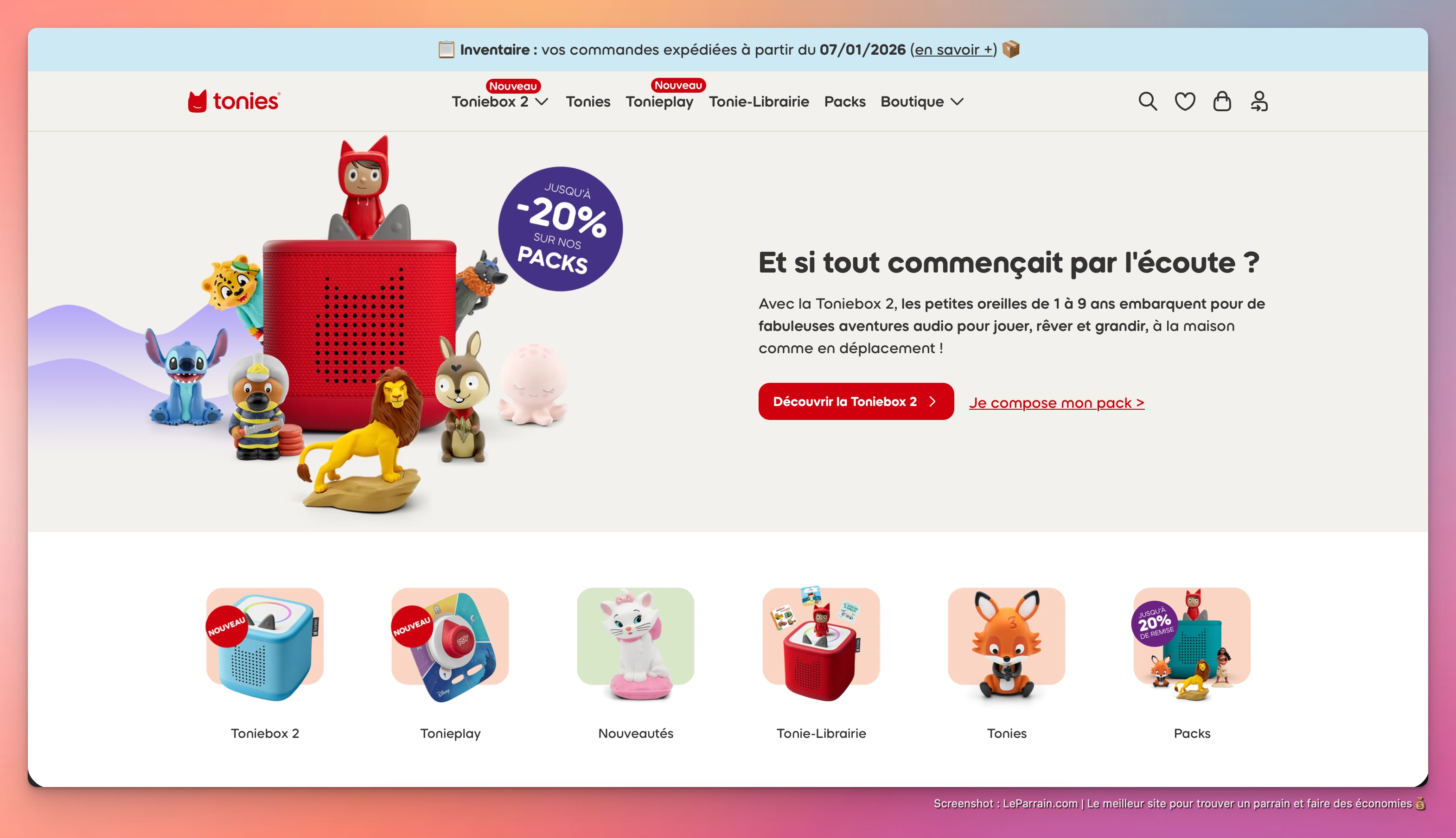 Capture d'écran 2 du programme de parrainage Tonies