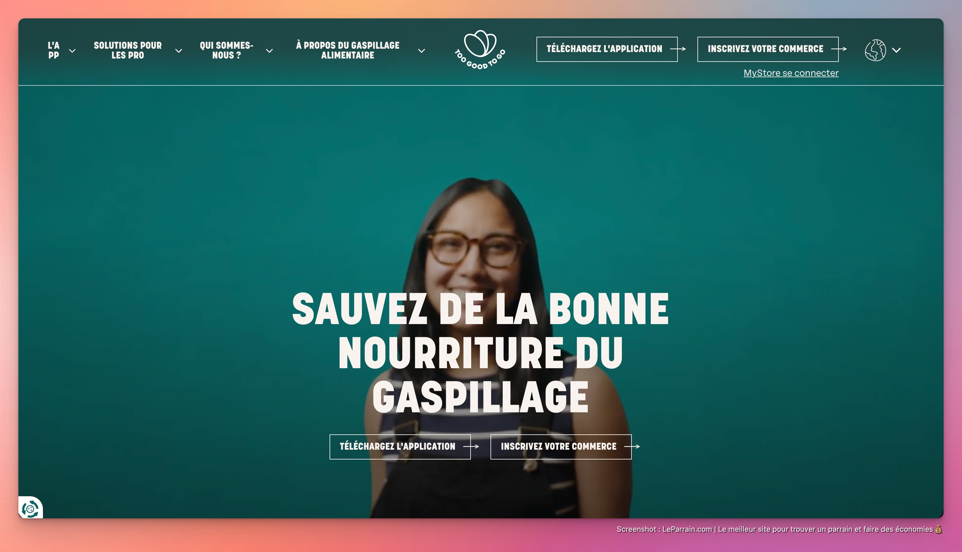 Capture d'écran 1 du programme de parrainage Too Good To Go