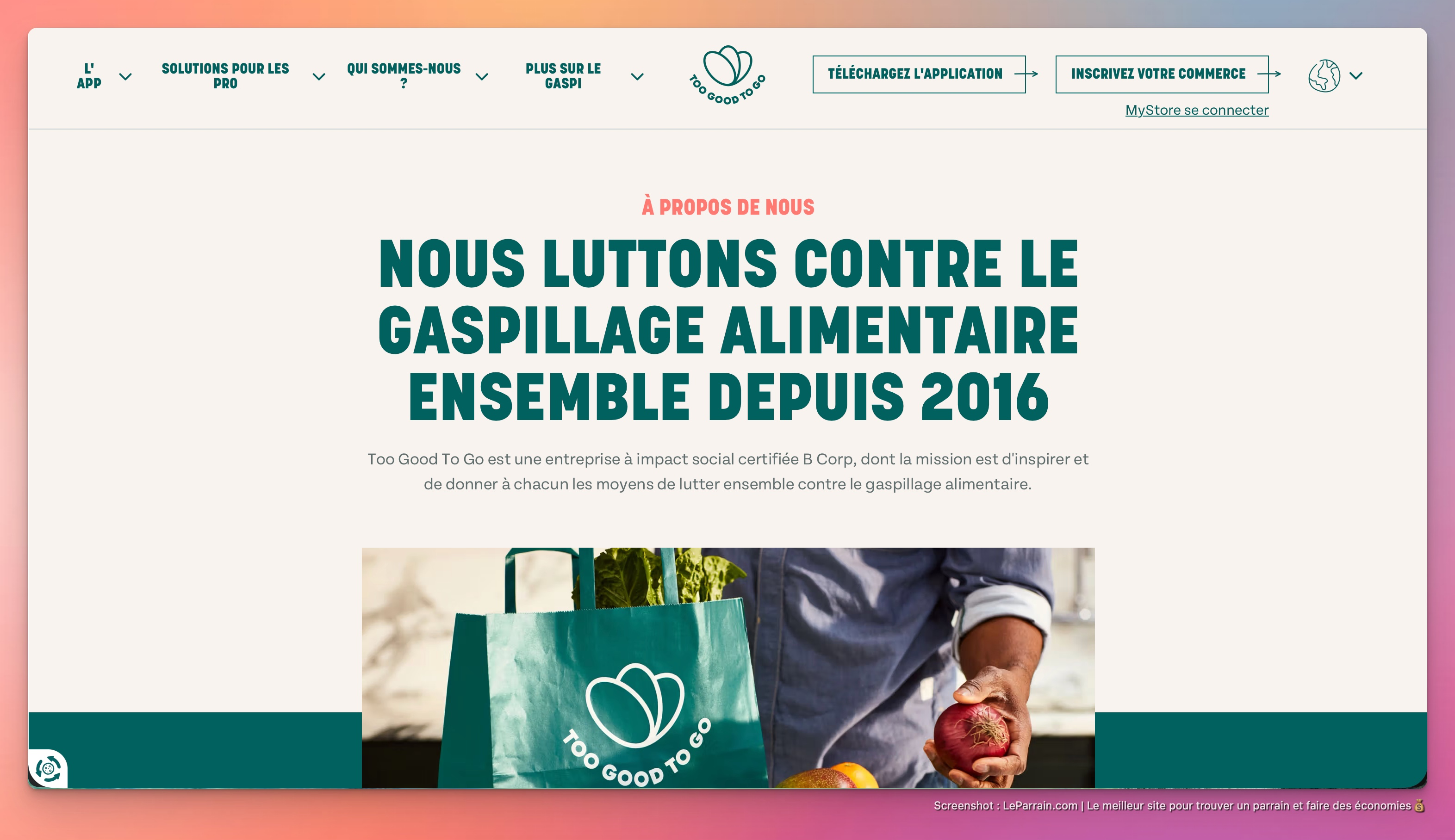 Capture d'écran 2 du programme de parrainage Too Good To Go