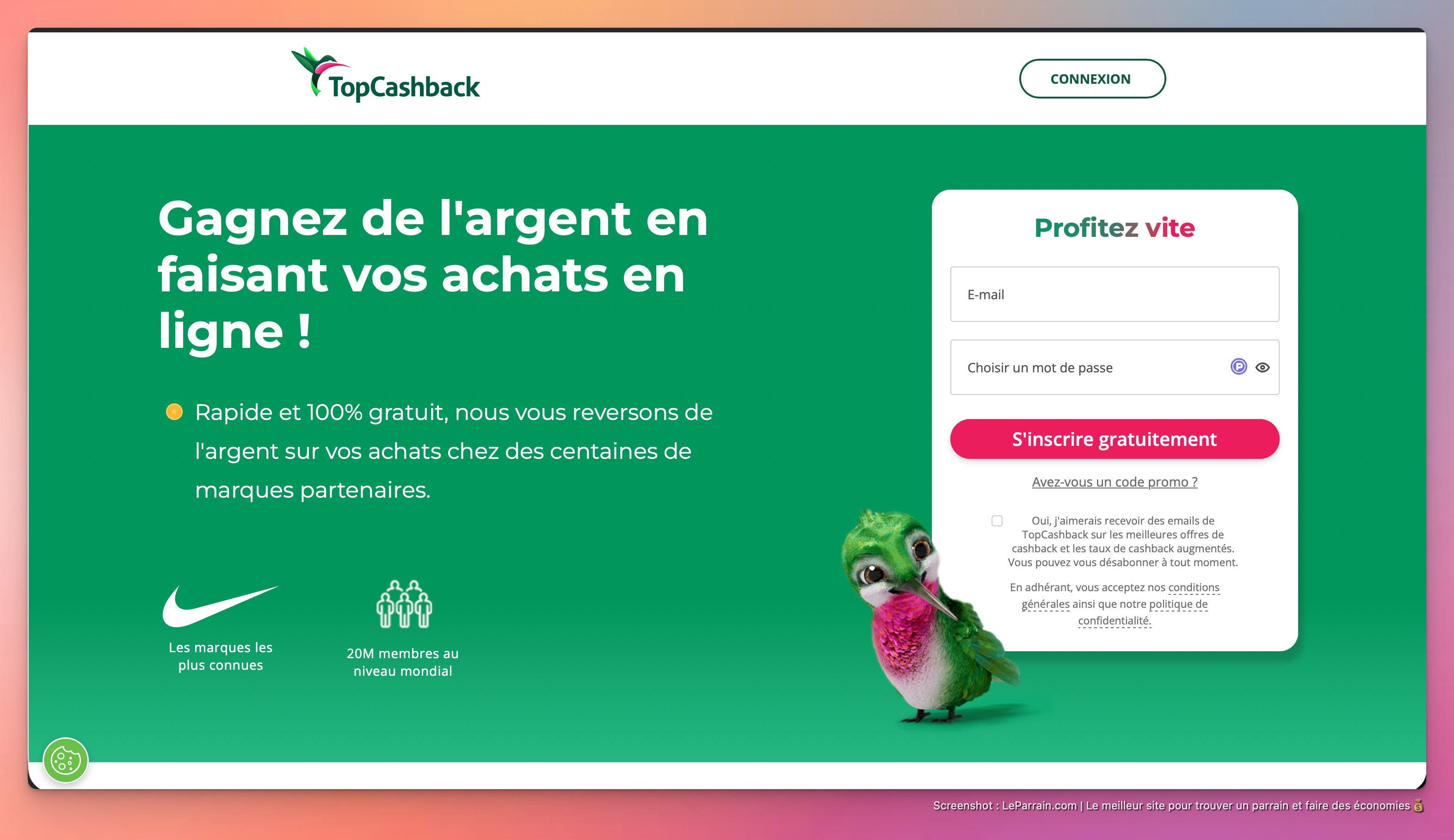 Capture d'écran 2 du programme de parrainage TopCashBack