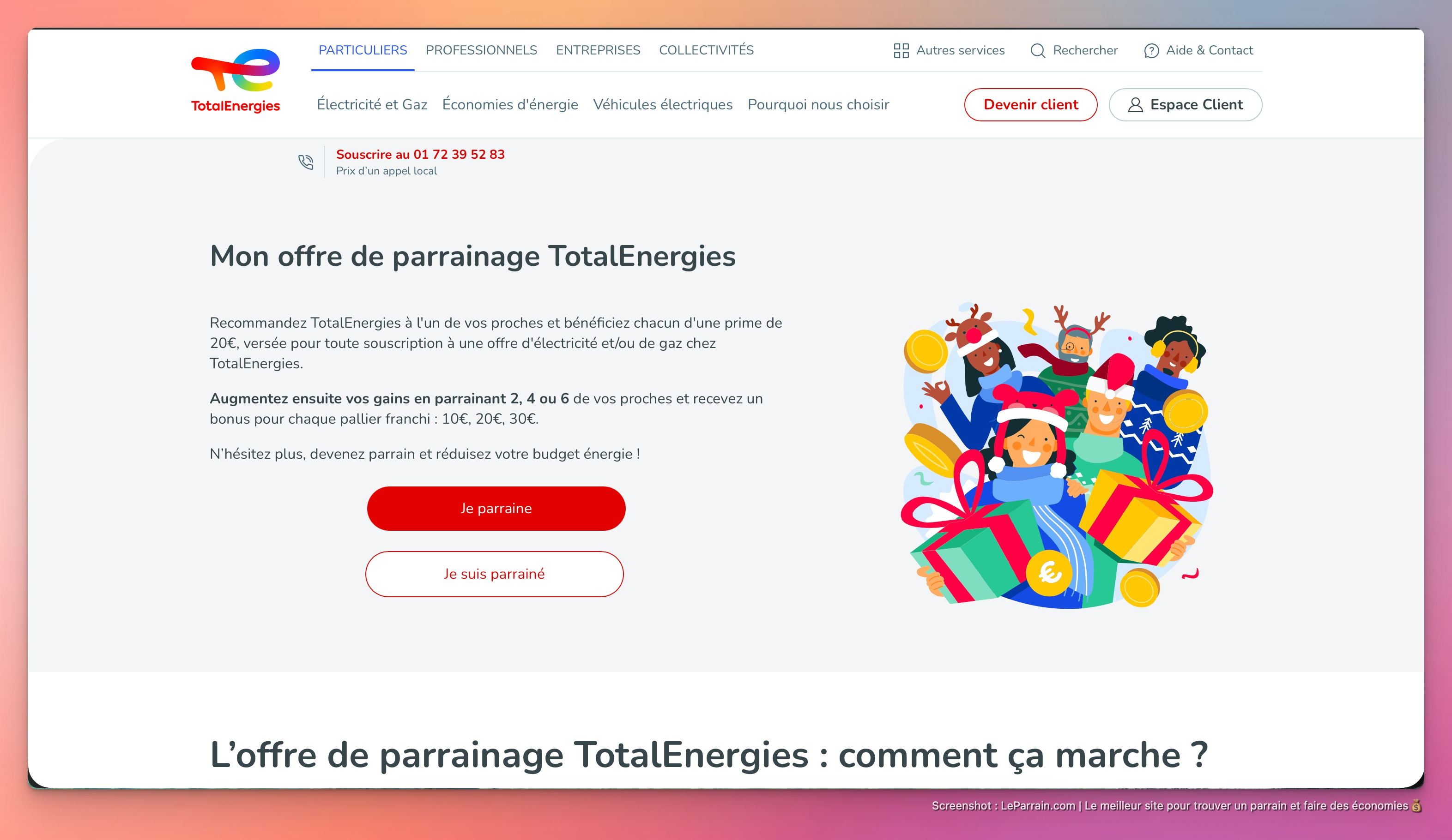 Capture d'écran 1 du programme de parrainage TotalEnergies
