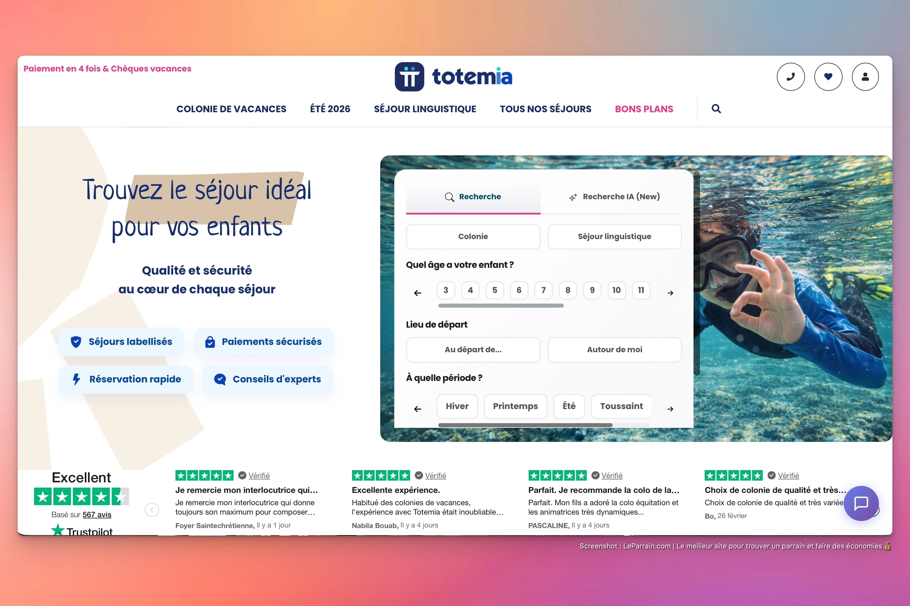 Capture d'écran 4 du programme de parrainage Totemia
