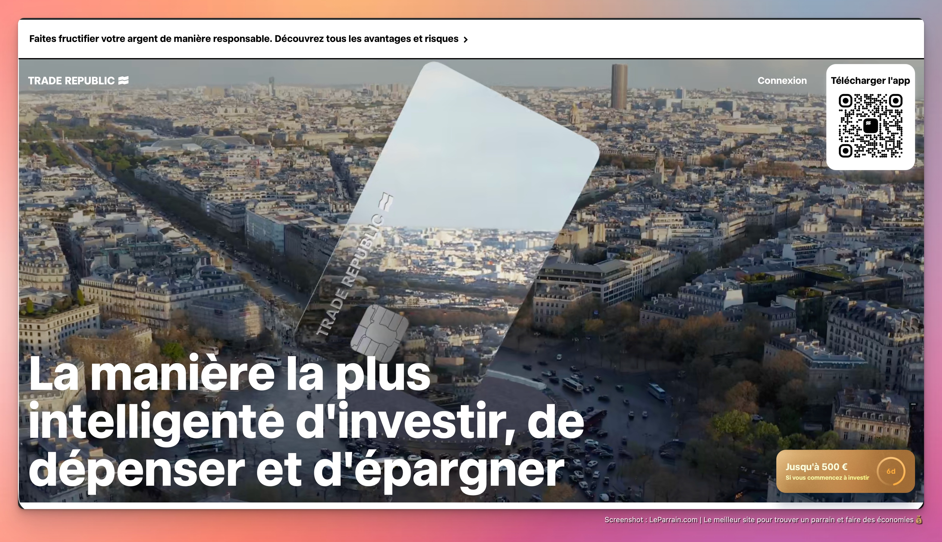 Capture d'écran 3 du programme de parrainage Trade Republic