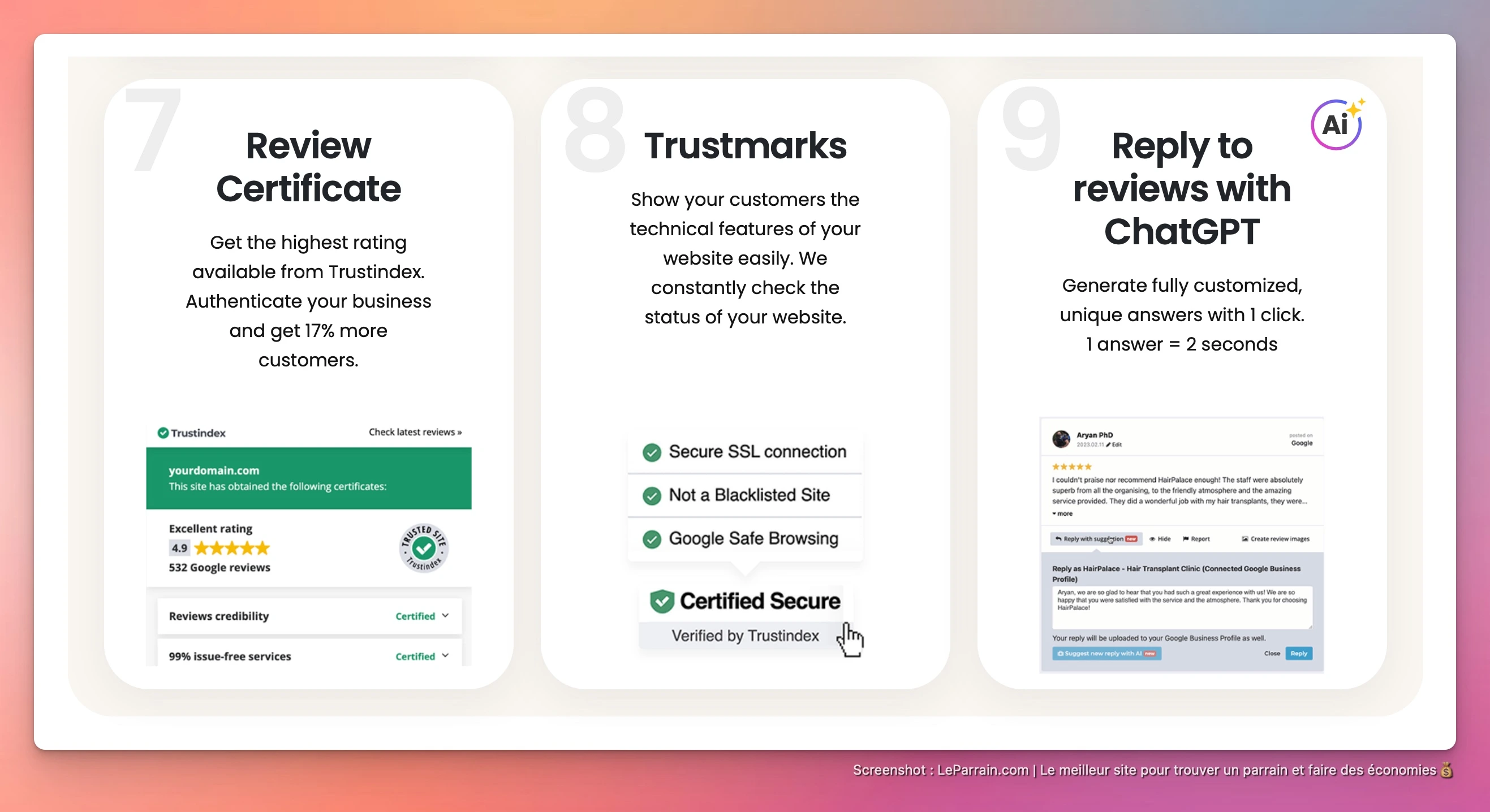 Capture d'écran 1 du programme de parrainage TrustIndex