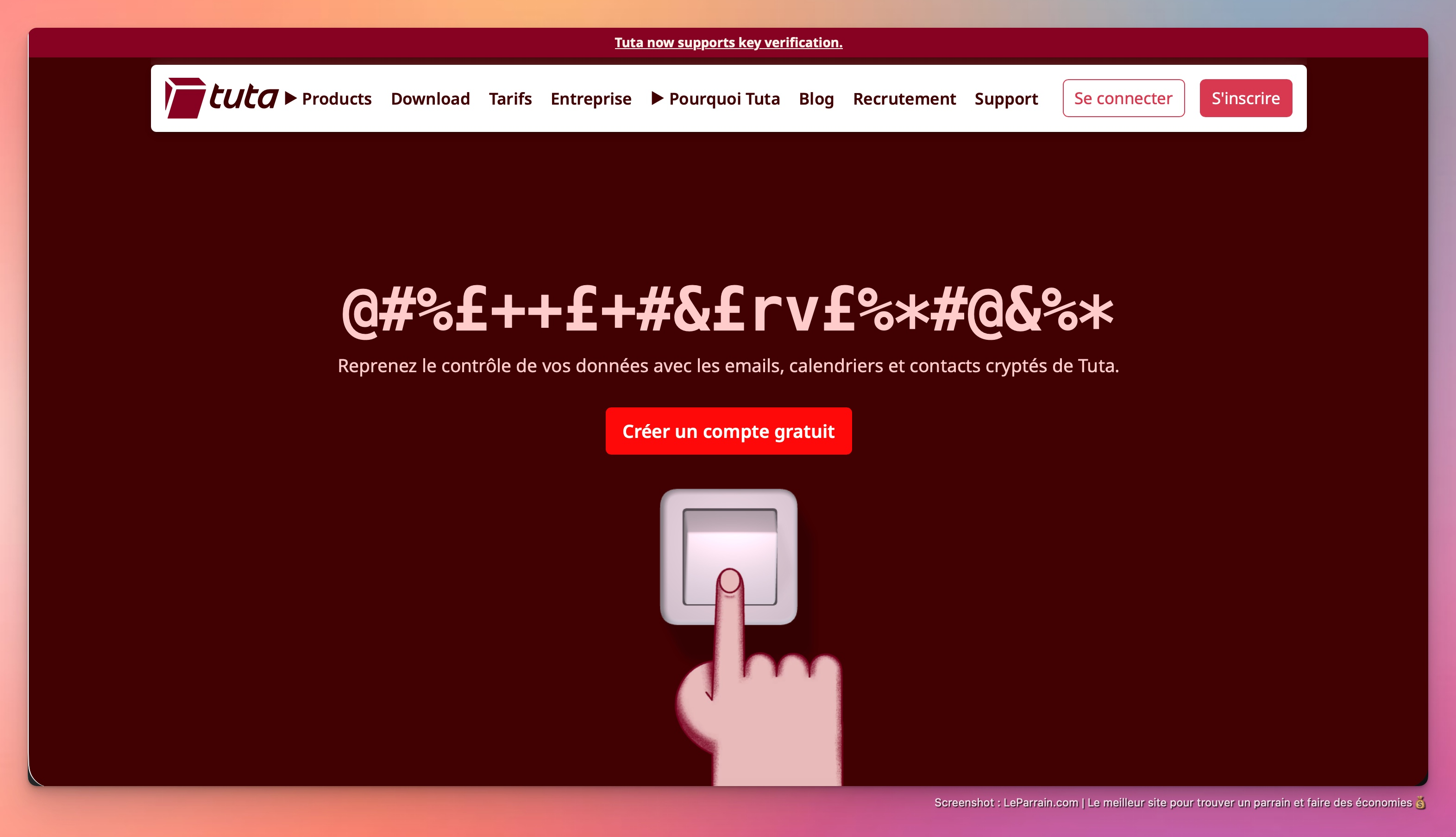 Capture d'écran 1 du programme de parrainage Tuta