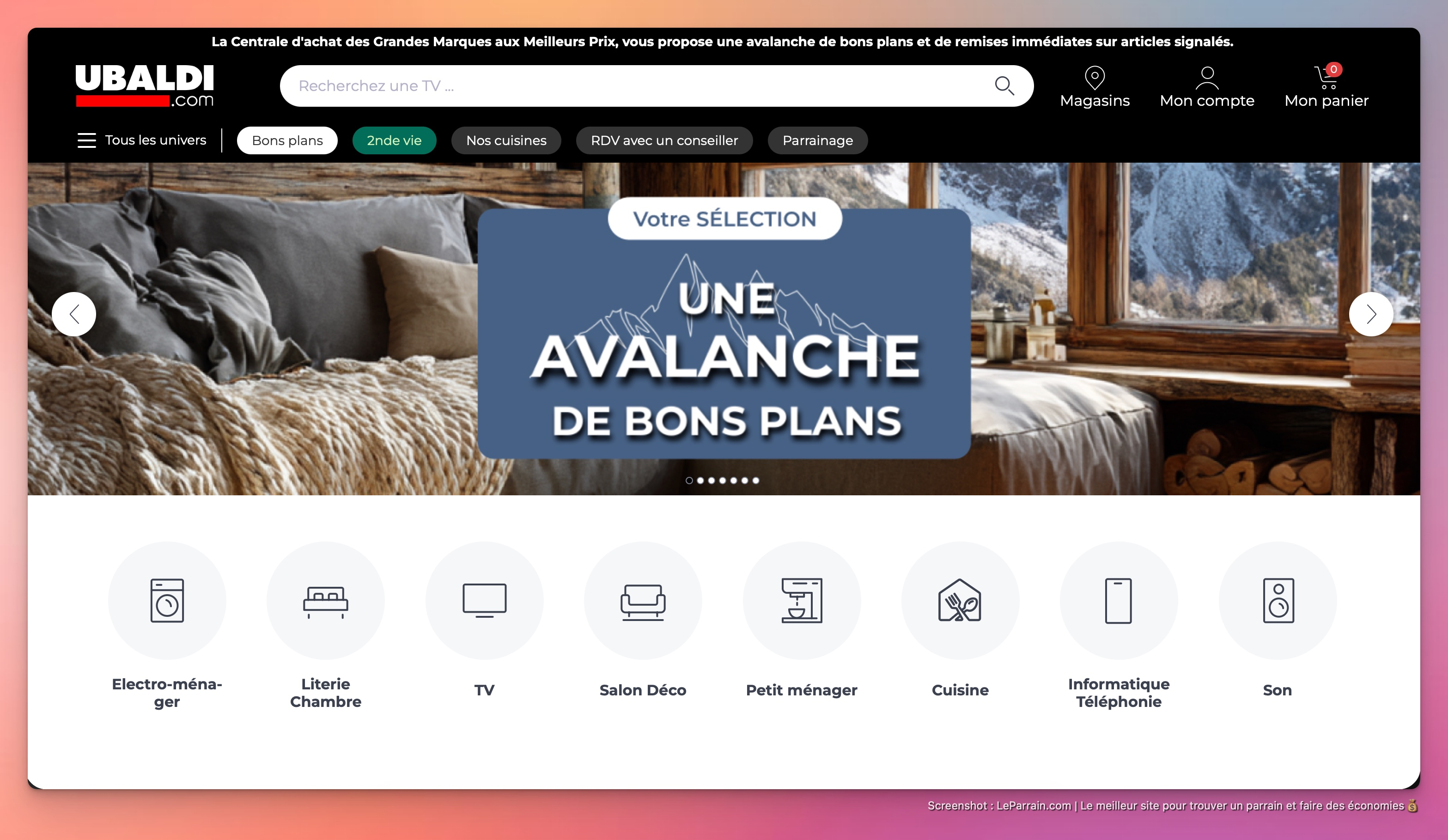 Capture d'écran 1 du programme de parrainage Ubaldi