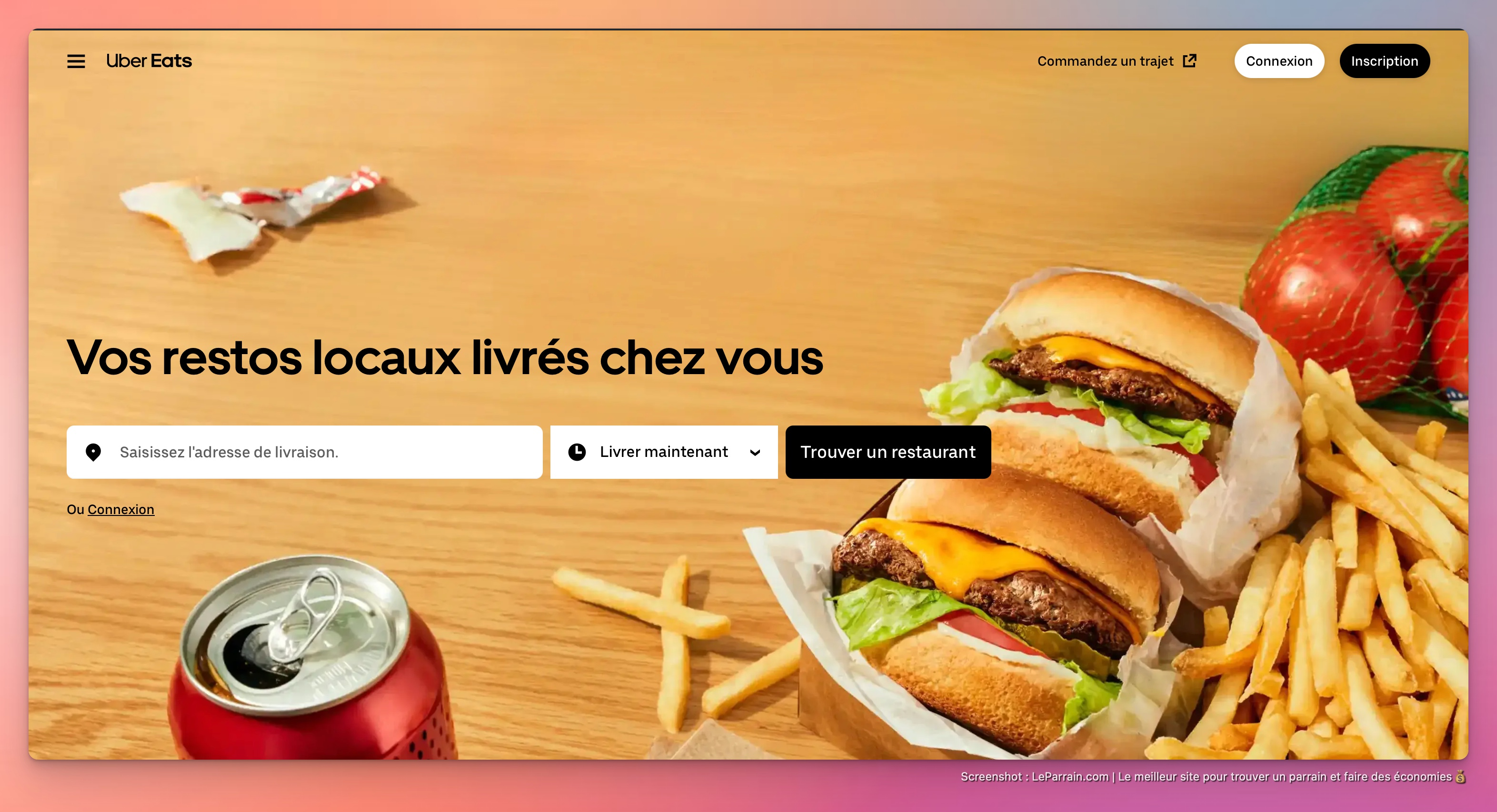 Capture d'écran 2 du programme de parrainage Uber Eats