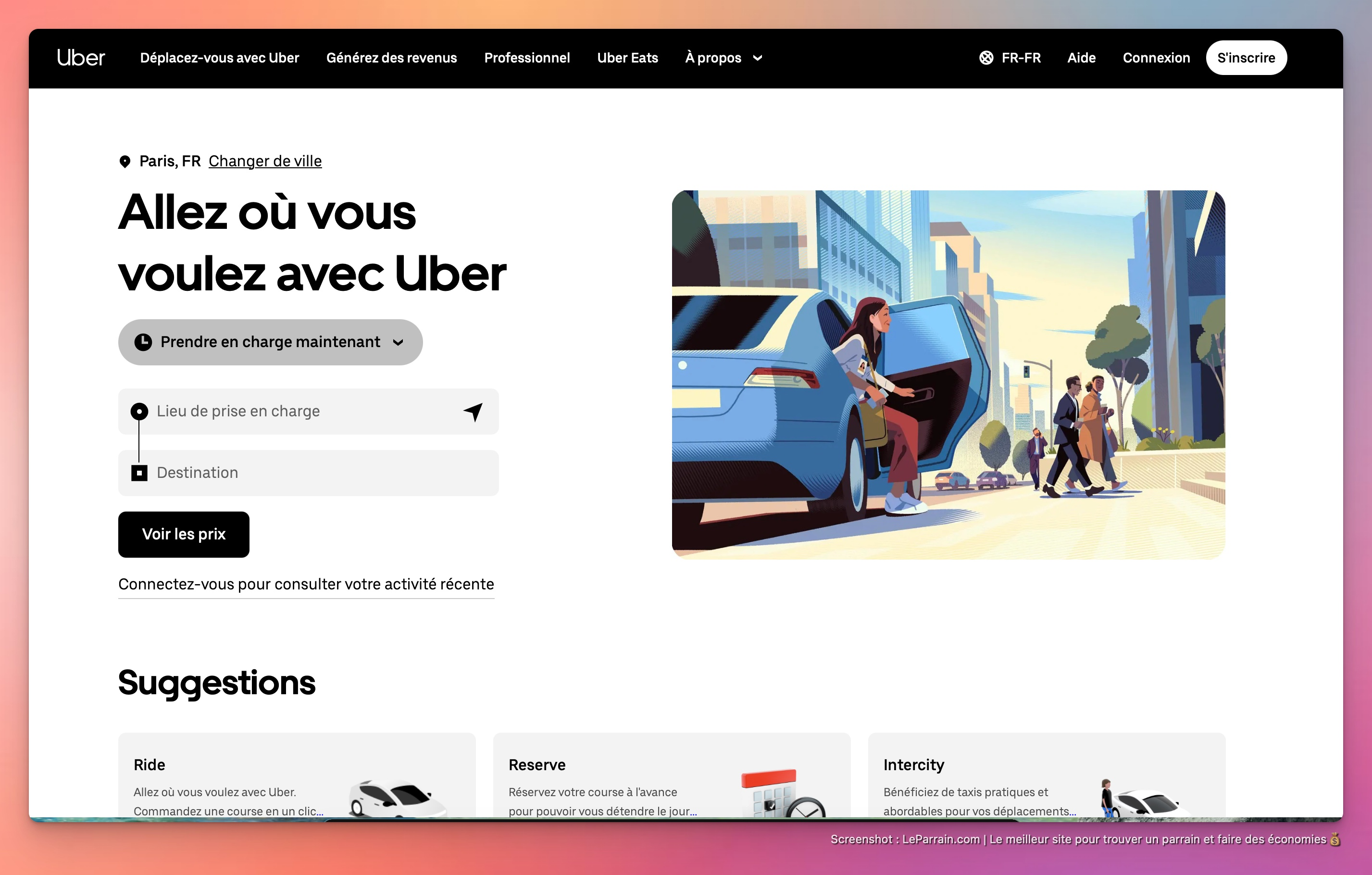 Capture d'écran 1 du programme de parrainage Uber