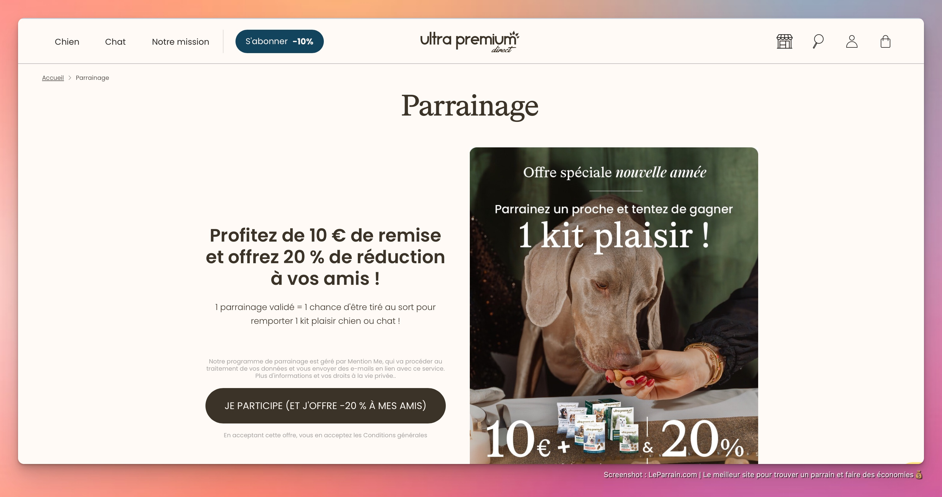 Capture d'écran 2 du programme de parrainage Ultra Premium Direct
