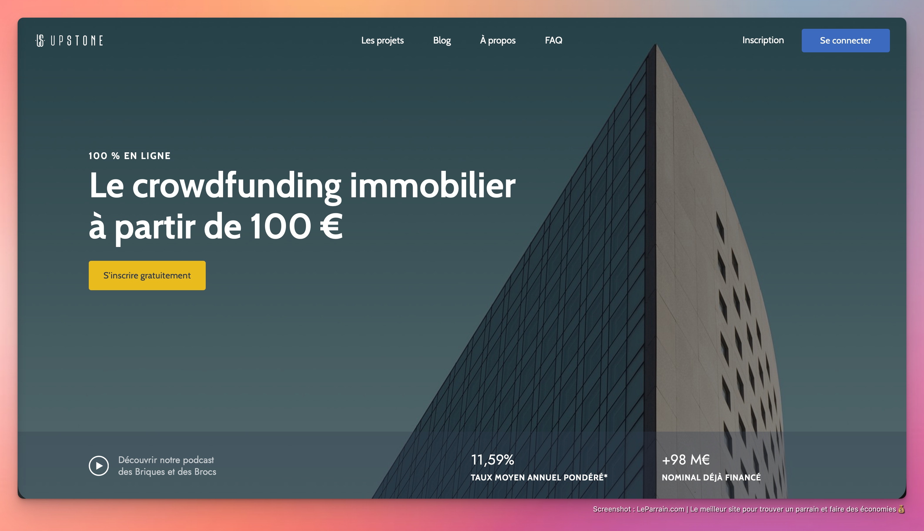 Capture d'écran 1 du programme de parrainage Upstone