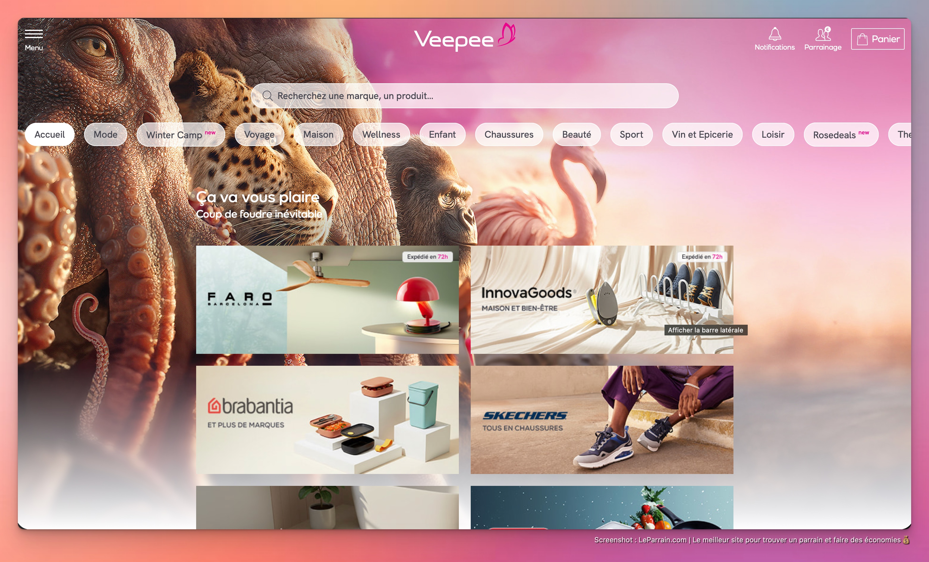 Capture d'écran 2 du programme de parrainage Veepee