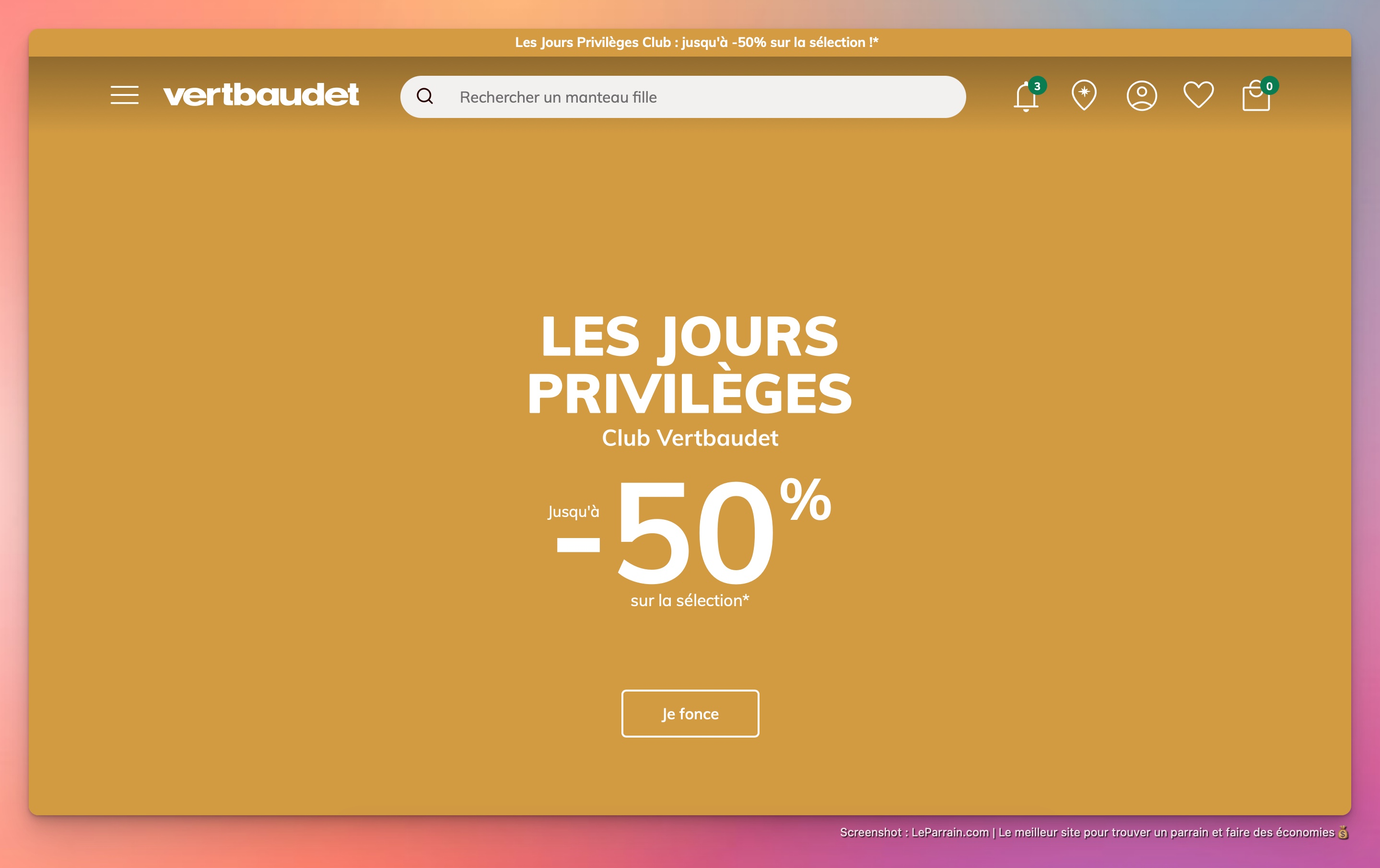Capture d'écran 1 du programme de parrainage Vertbaudet