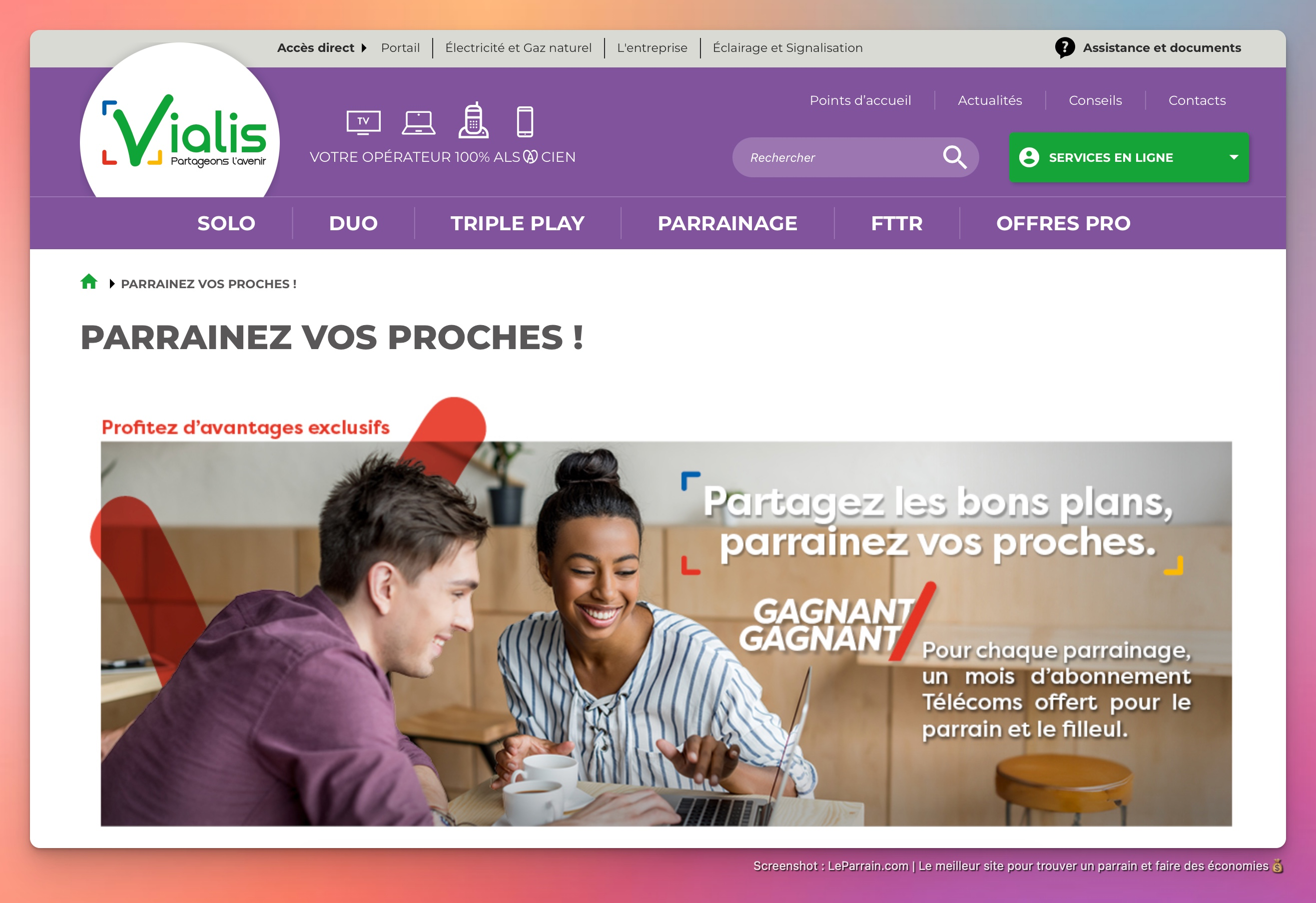 Capture d'écran 2 du programme de parrainage Vialis