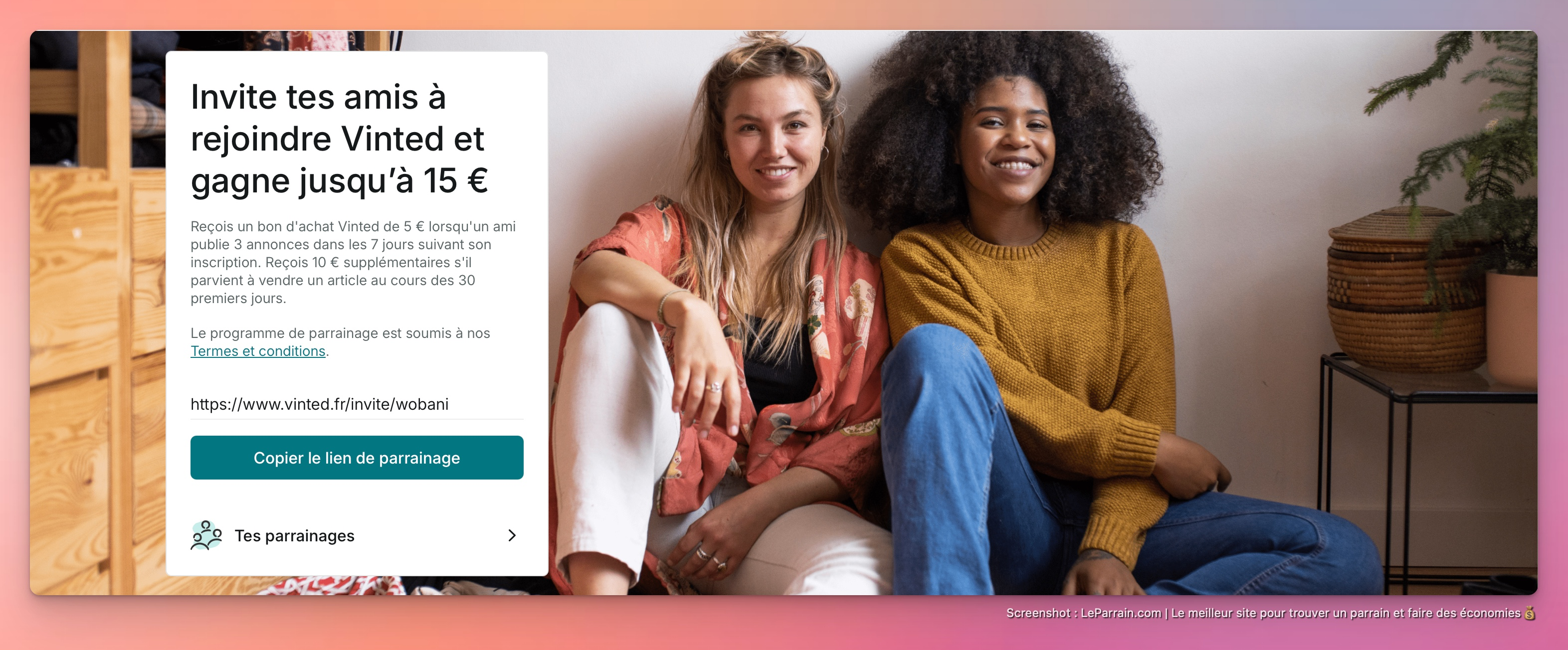 Capture d'écran 2 du programme de parrainage Vinted