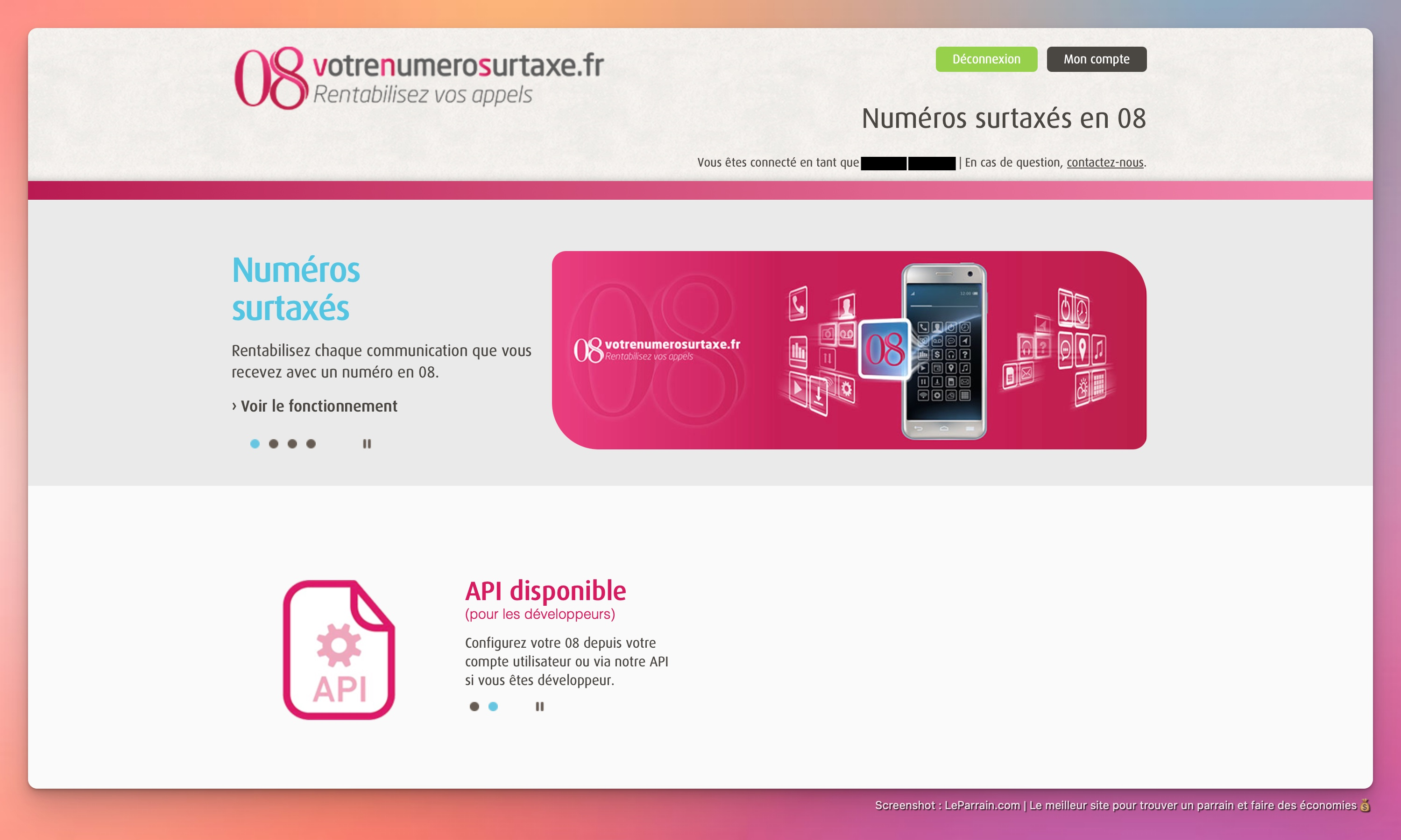 Capture d'écran 1 du programme de parrainage Votre Numéro Surtaxé