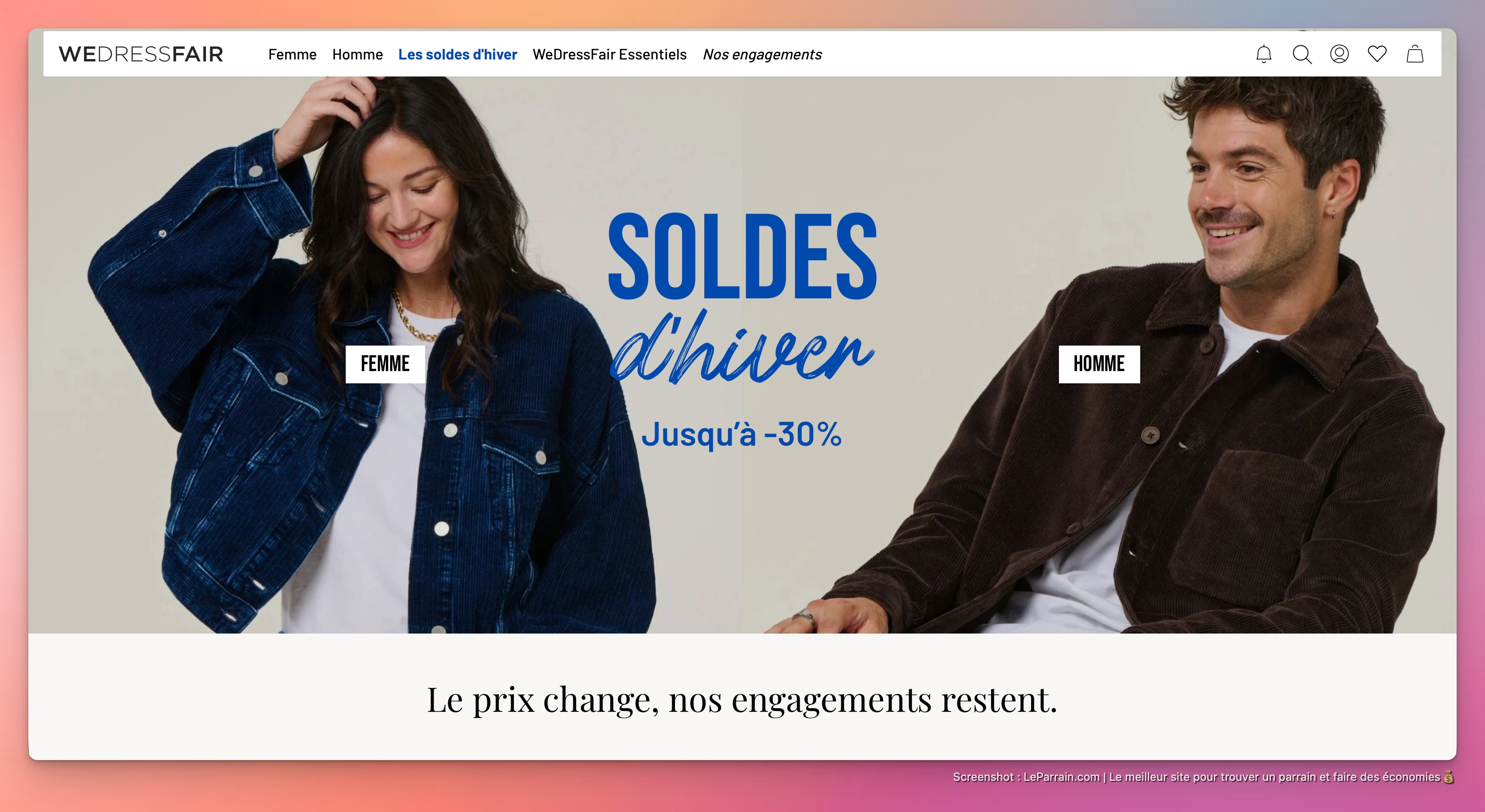 Capture d'écran 2 du programme de parrainage WeDressFair