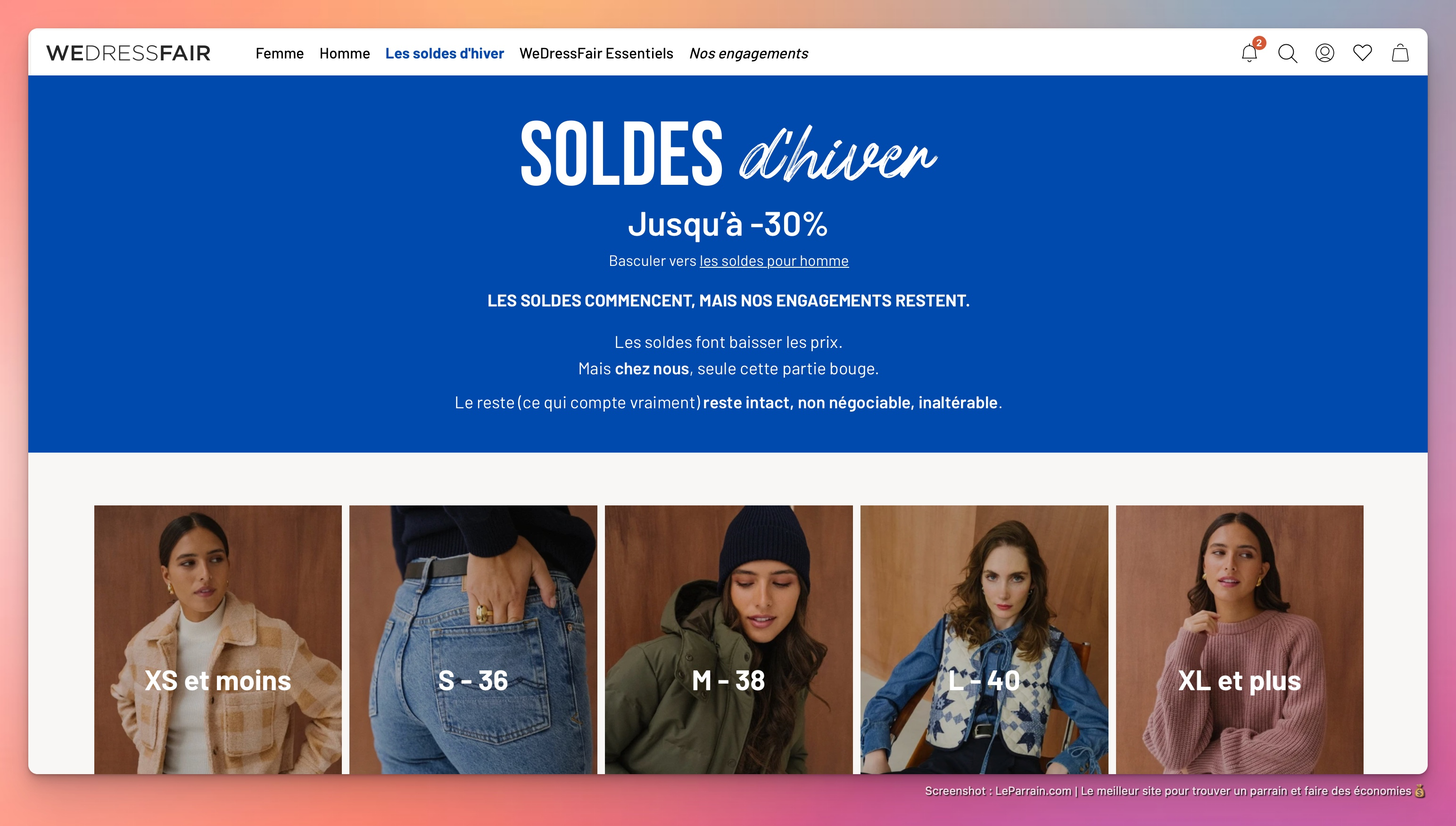 Capture d'écran 3 du programme de parrainage WeDressFair