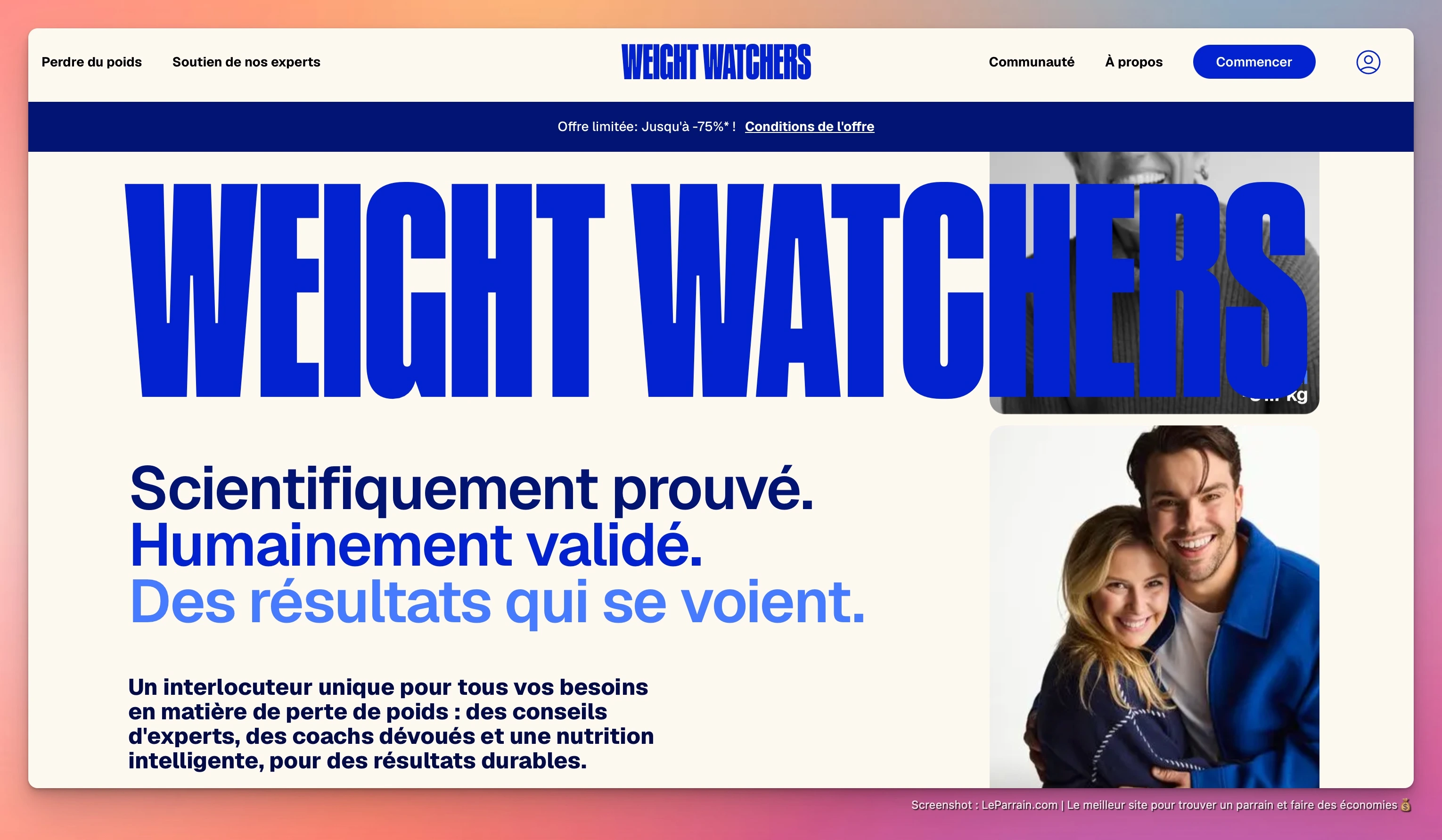 Capture d'écran 1 du programme de parrainage WeightWatchers