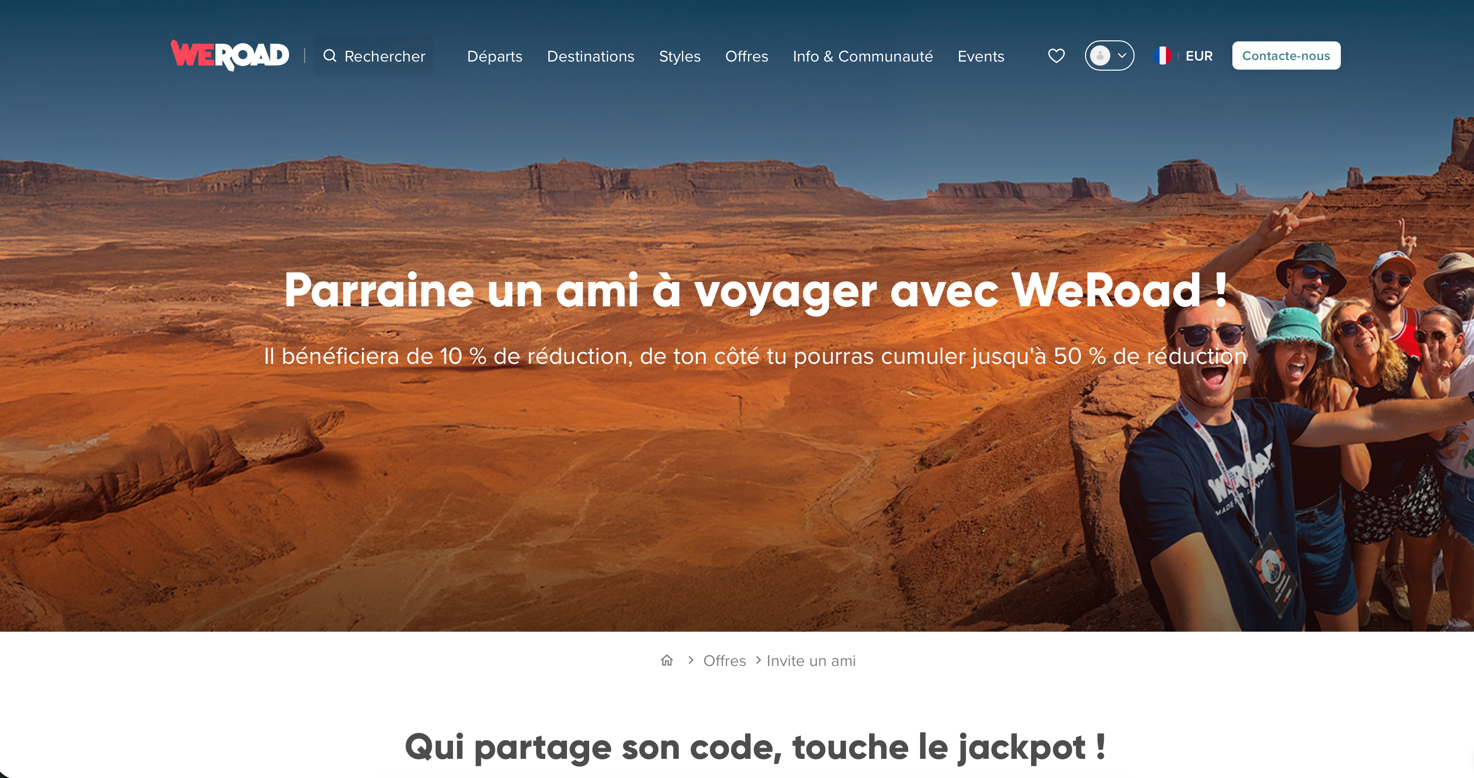 Capture d'écran 2 du programme de parrainage WeRoad