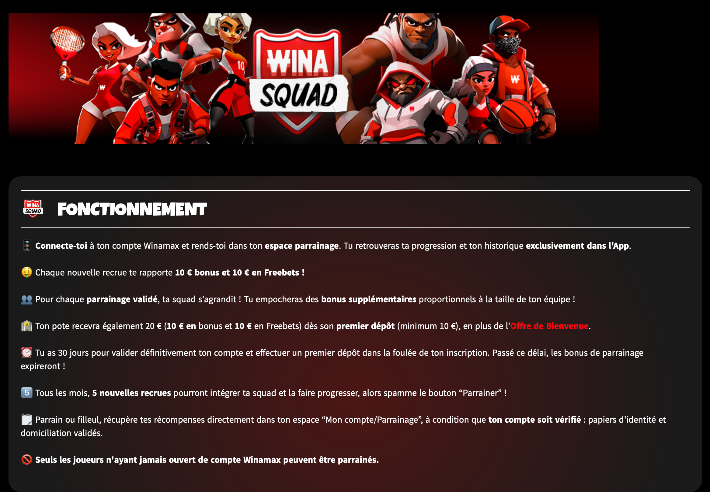 Capture d'écran 2 du programme de parrainage Winamax