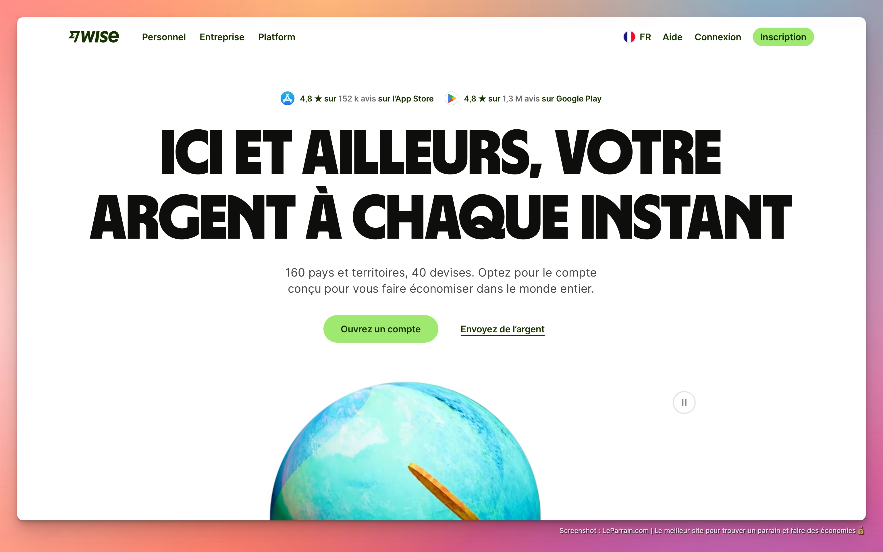 Capture d'écran 3 du programme de parrainage Wise