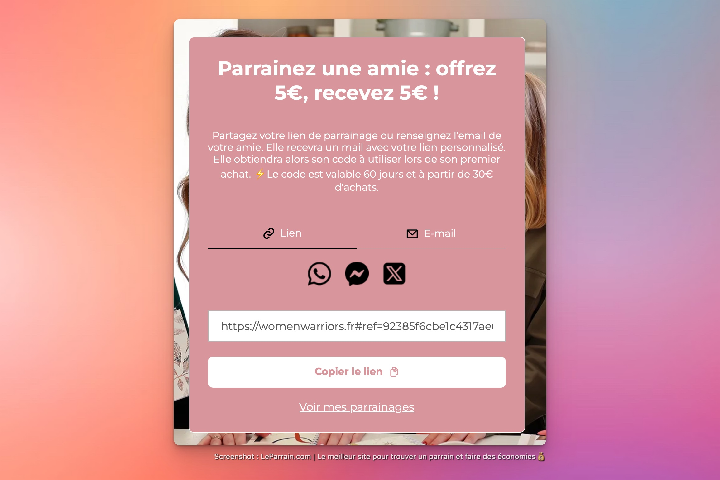 Capture d'écran 2 du programme de parrainage Women Warriors