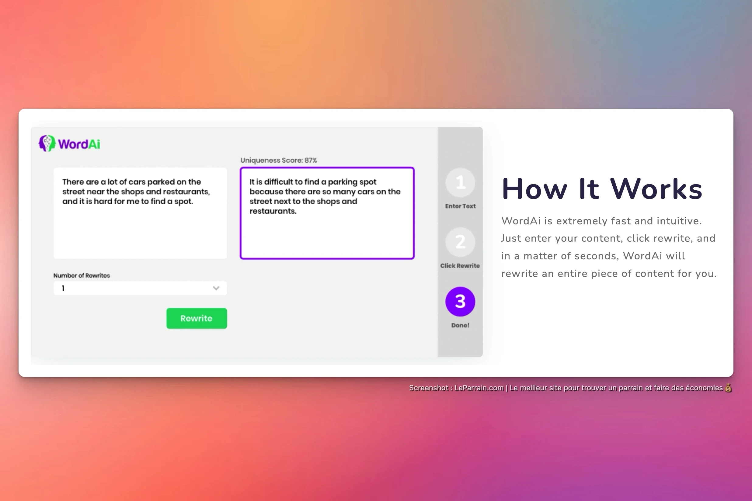 Capture d'écran 6 du programme de parrainage WordAI