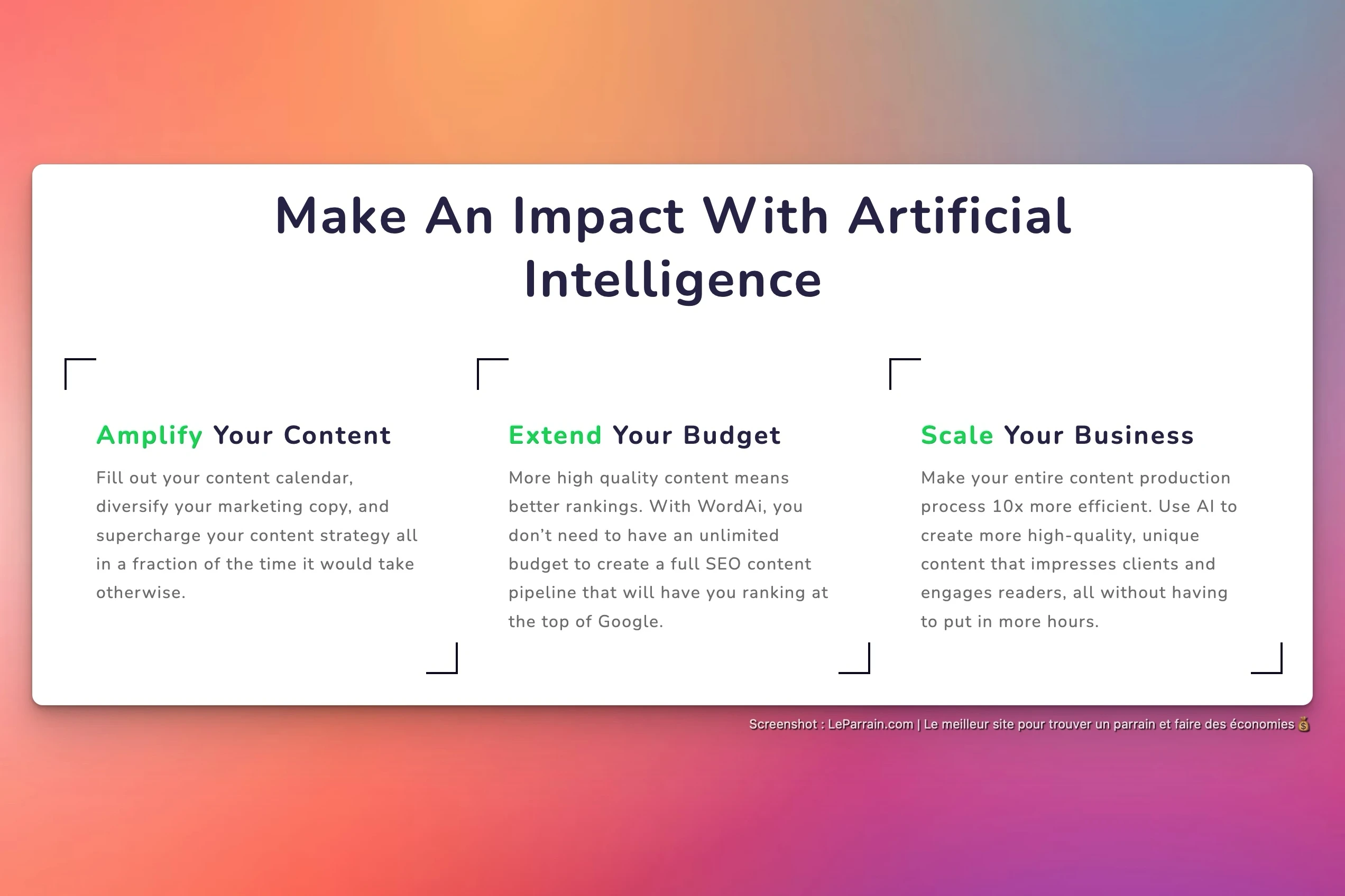 Capture d'écran 7 du programme de parrainage WordAI