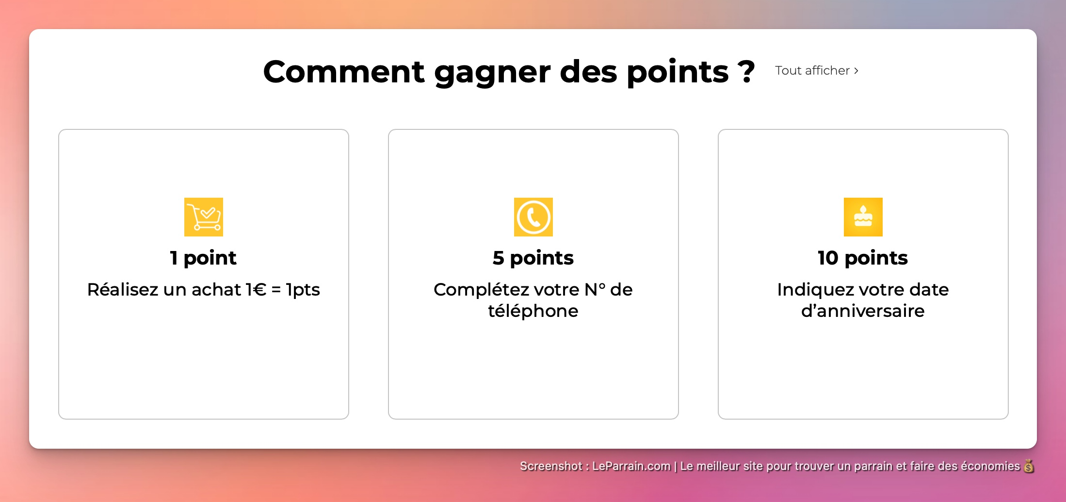Capture d'écran 3 du programme de parrainage Yacon&Co